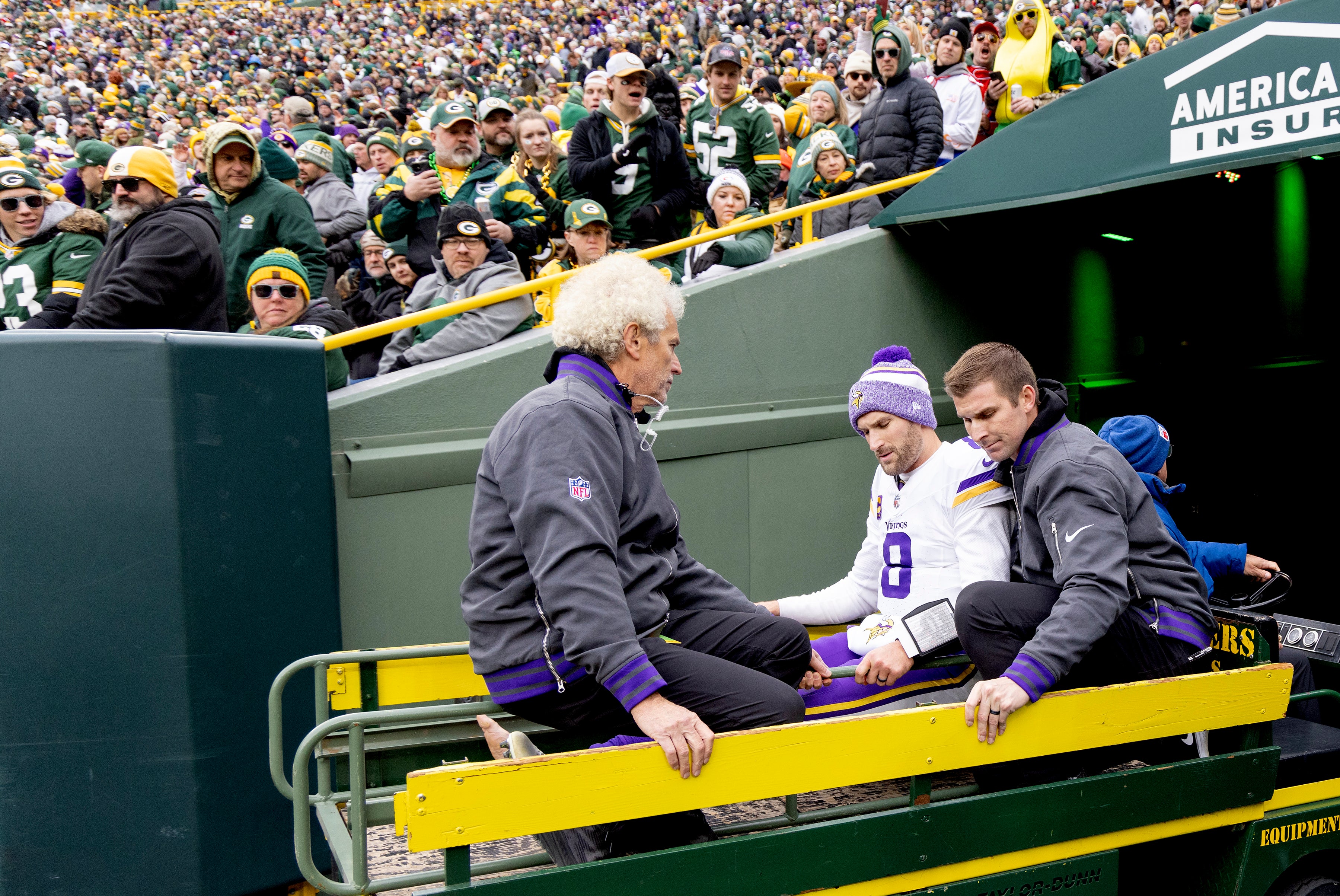 Kirk Cousins is carted from the field after injury