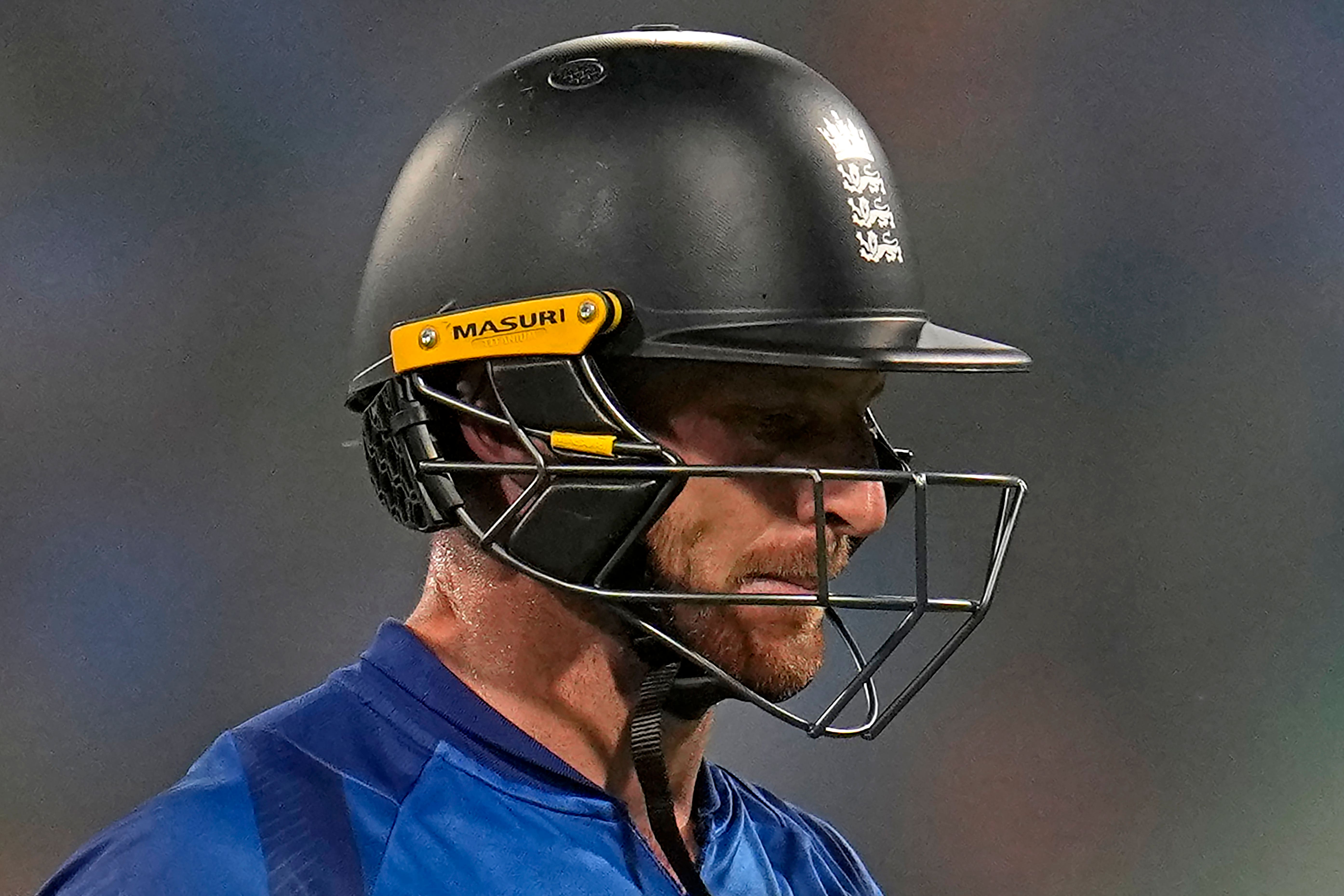 Jos Buttler’s side are sliding towards World Cup elimination (Aijaz Rahi/AP)