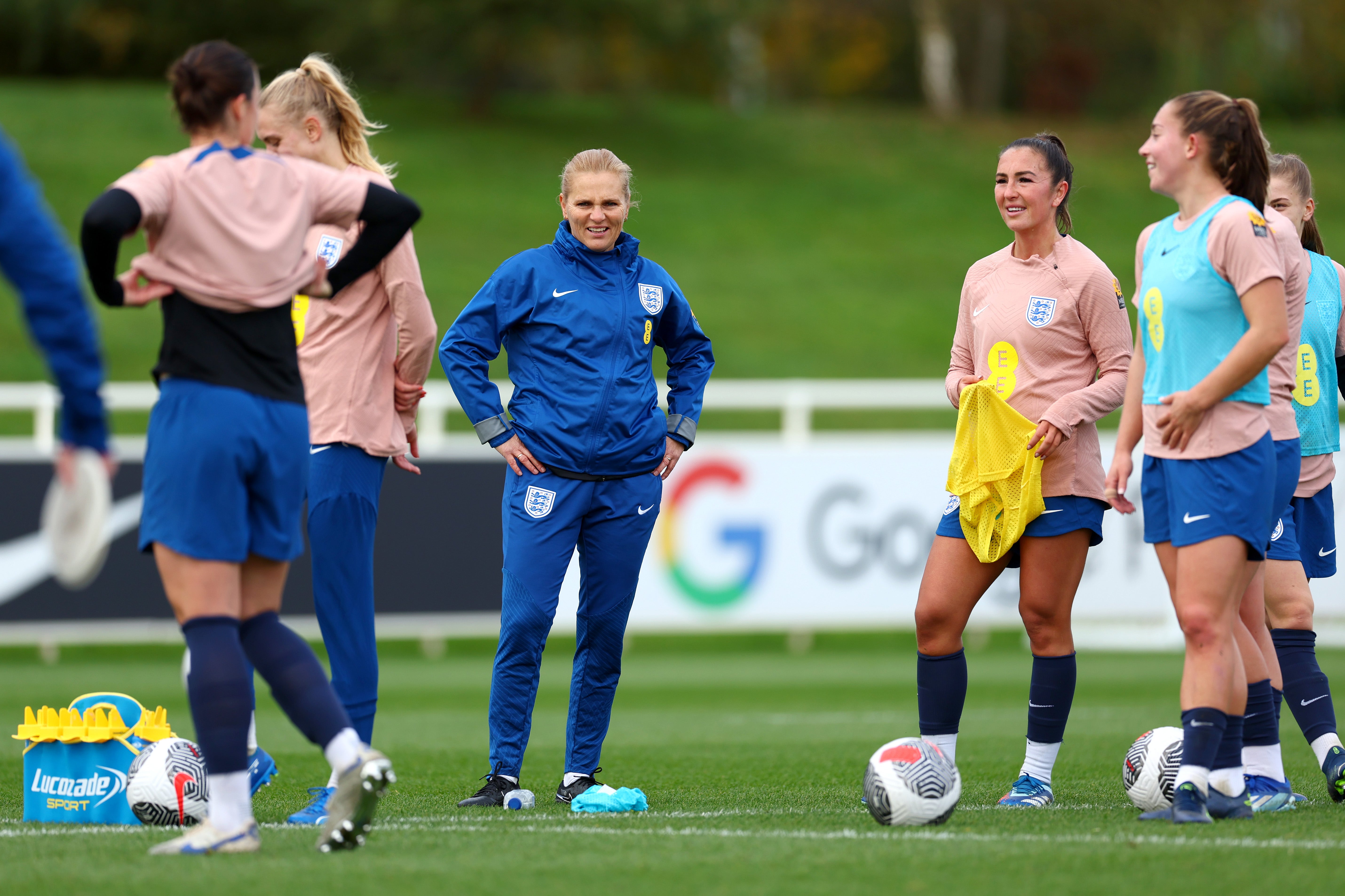 The England coach looks on during a training session this week at St George’s Park