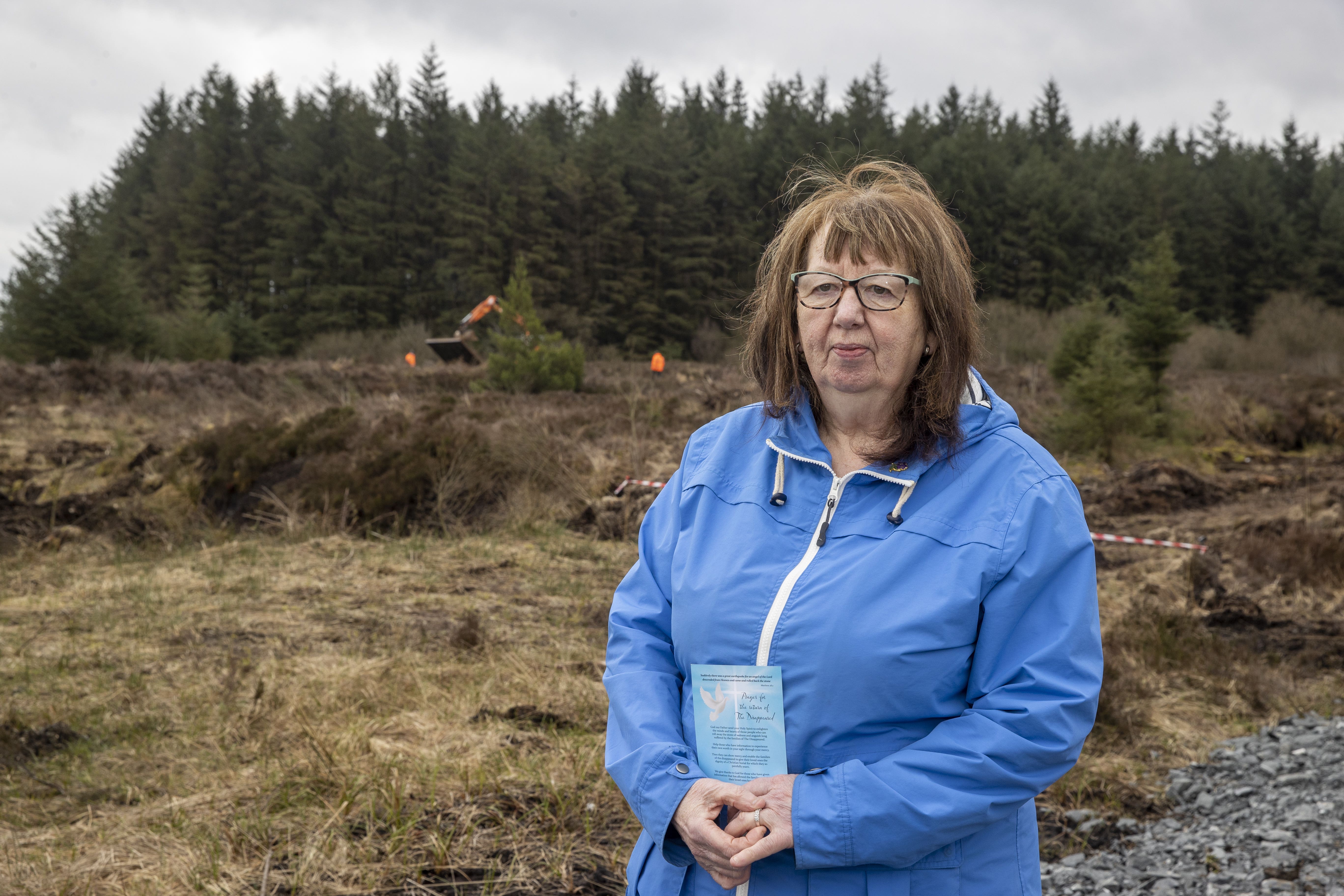 Dympna Kerr, the sister of Columba McVeigh, at Bragan bog (Liam McBurney/PA)