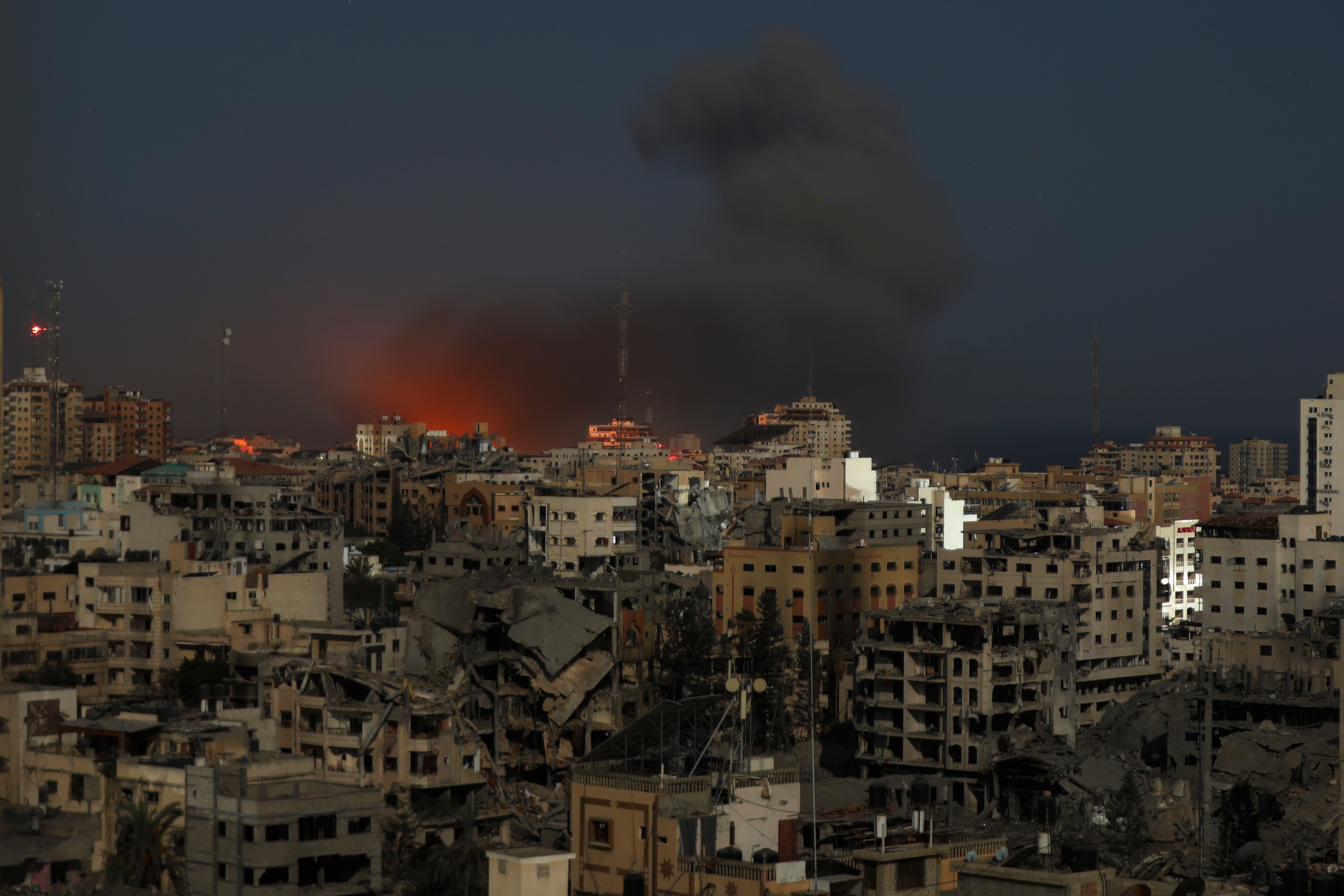 The aftermath of airstrikes on Gaza City on 30 October