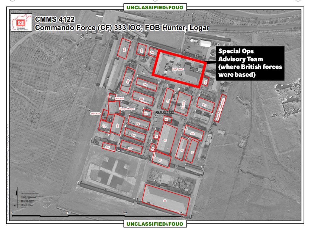 A map of the CF333 base in Logar province, Afghanistan