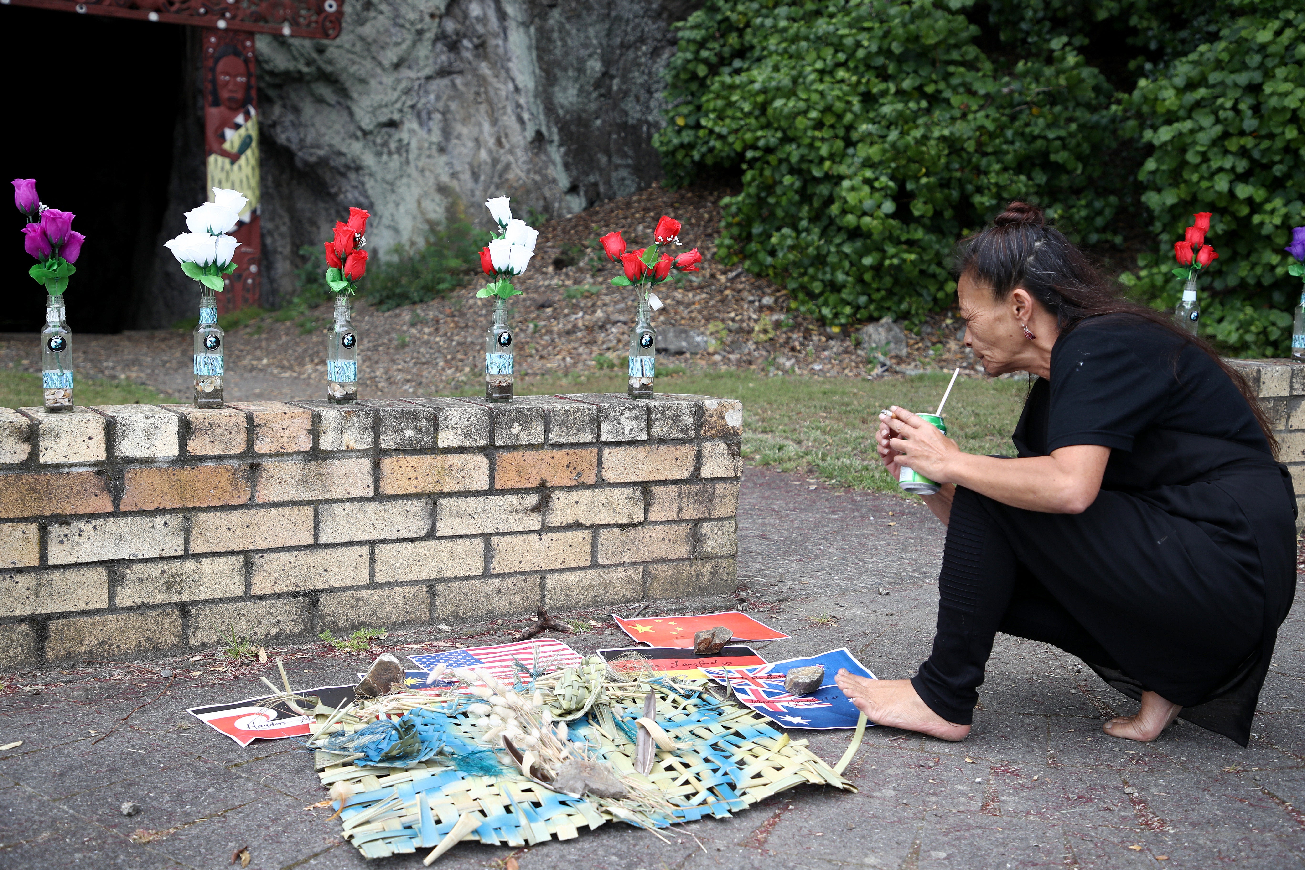 A small memorial is pictured for the 22 people who died on White Island on 9 December 2020 in Whakatane, New Zealand