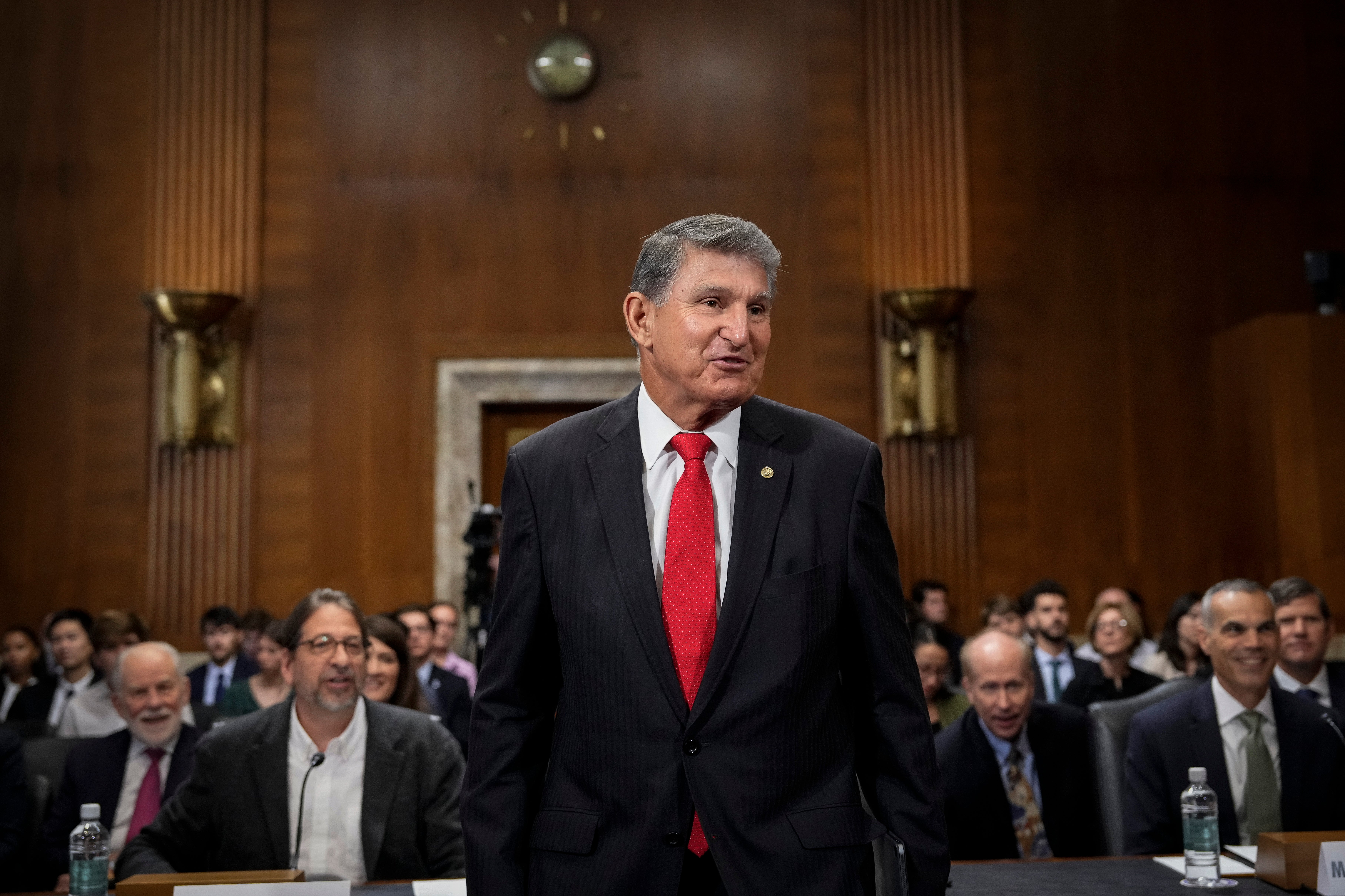 Committee chairman Sen. Joe Manchin (D-WV) arrives for a Senate Energy Committee hearing on Capitol Hill September 7, 2023 in Washington, DC