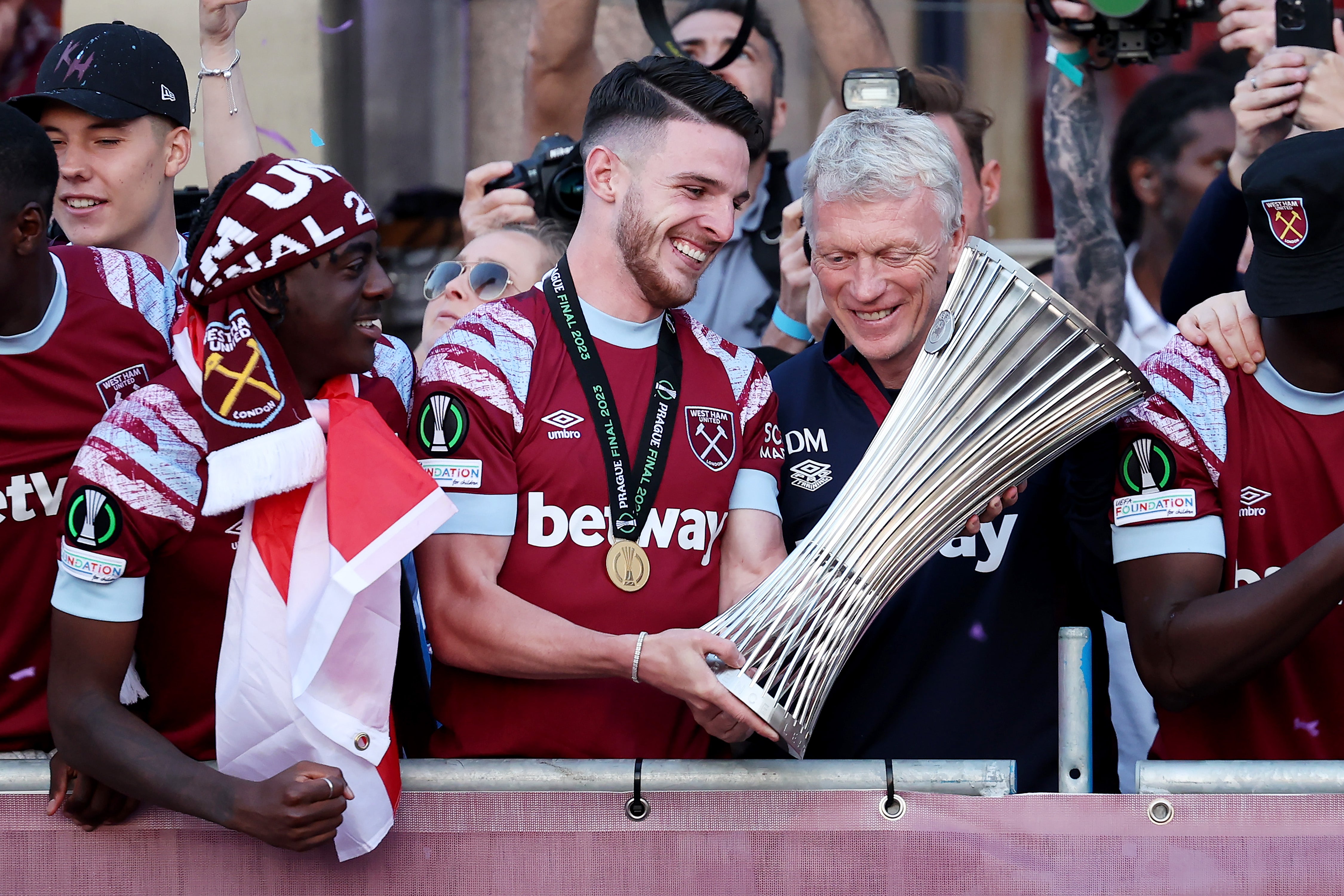 Rice said goodbye to West Ham in the perfect way by lifting the Europa Conference League