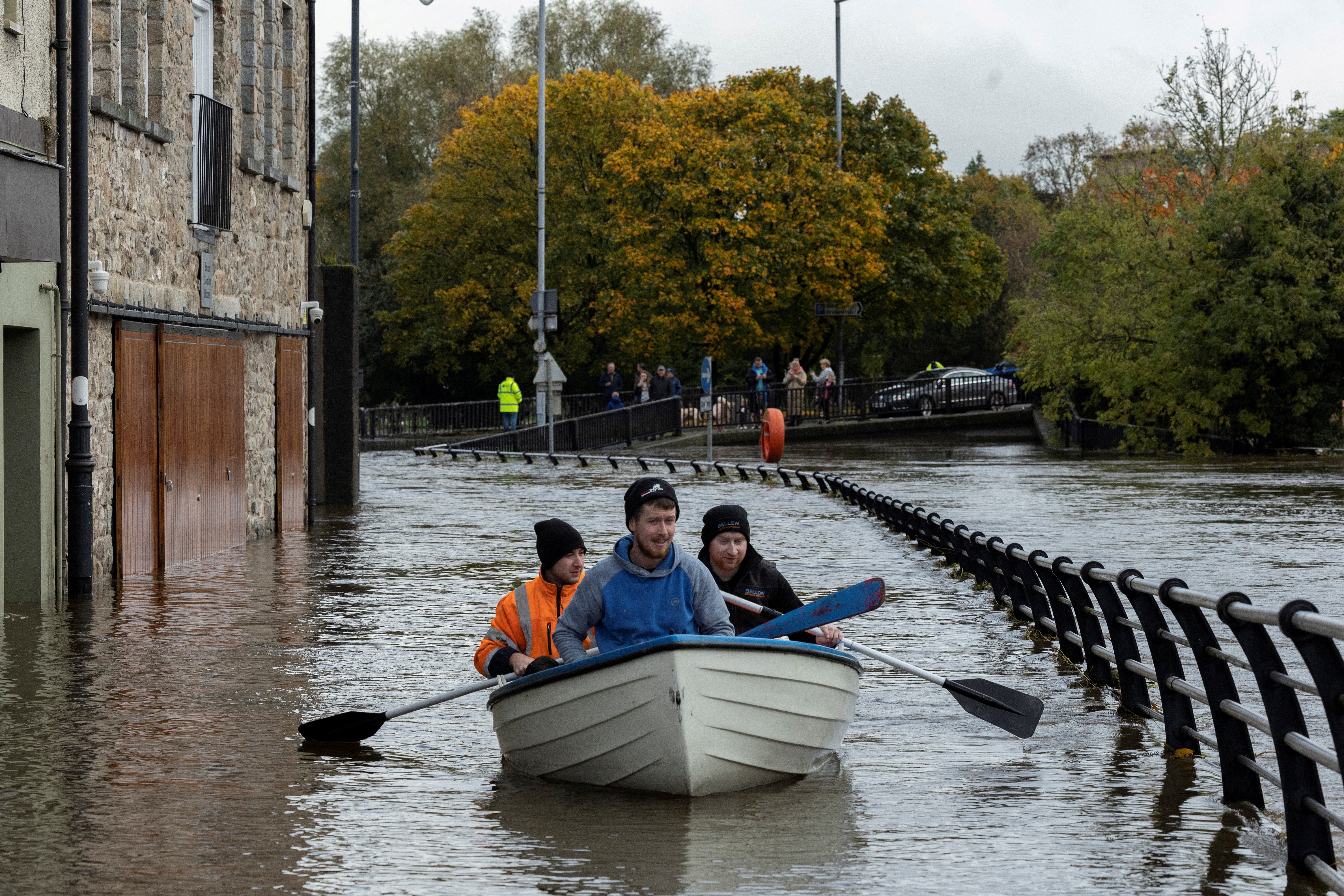 Heavy rain caused extensive flooding in Newry, Northern Ireland during Storm Ciaran