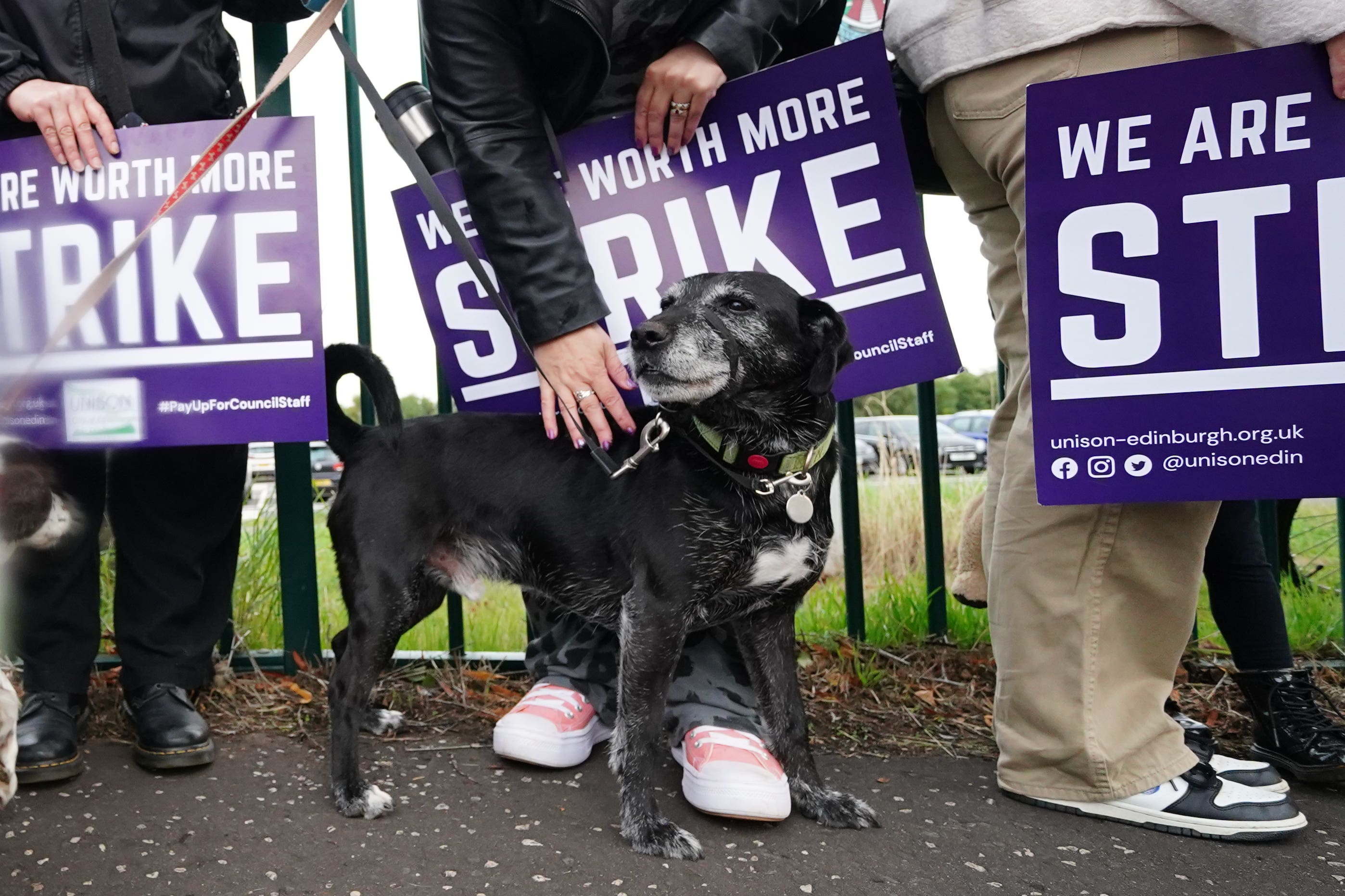 School support workers with Unison are on strike in four council areas (Jane Barlow/PA)