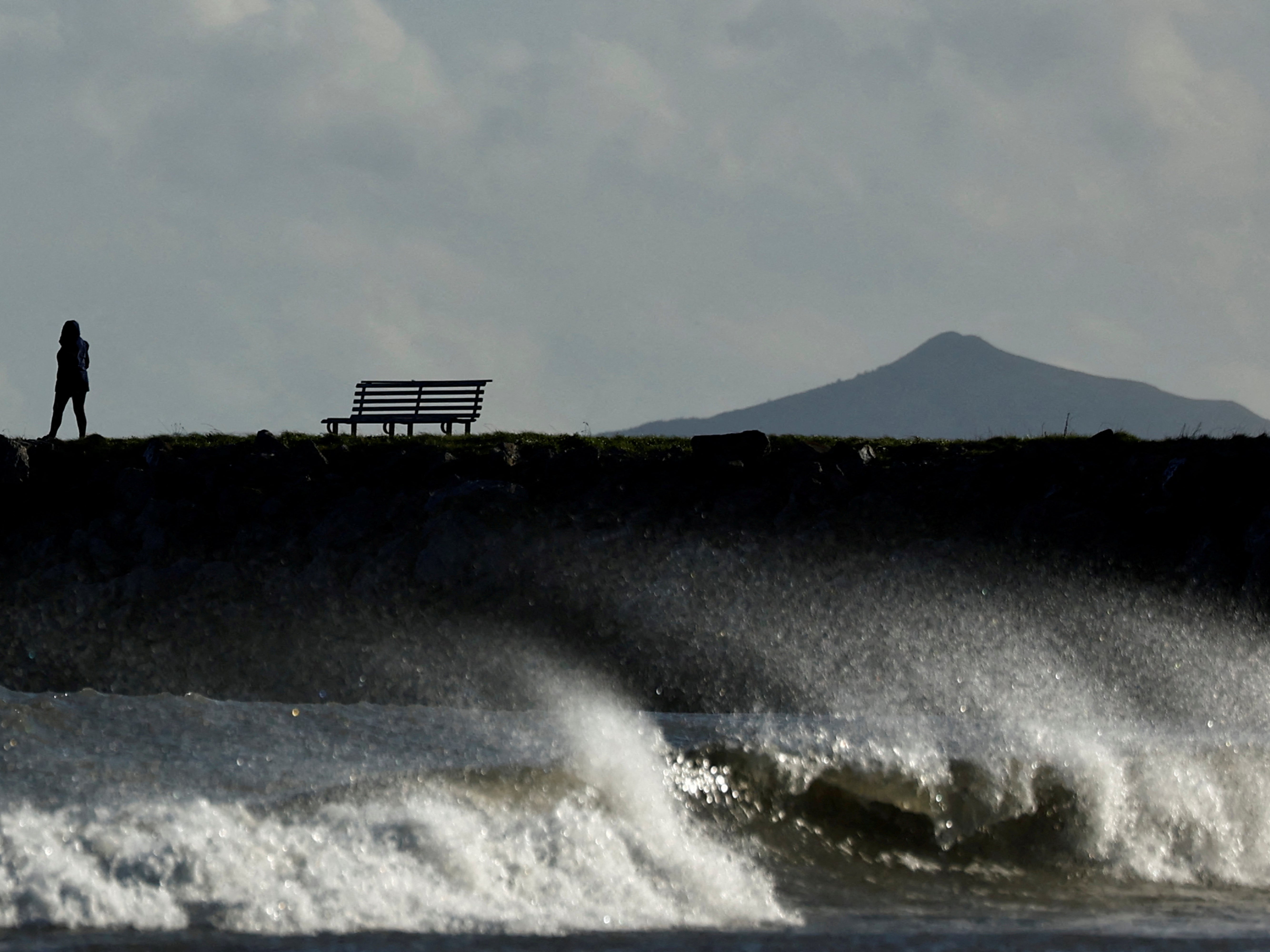 People have been told to stay away from the coast amid high winds and lashing waves