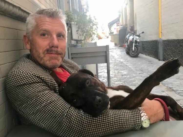 Julian Machin on his travels with rescue dog Ikaro