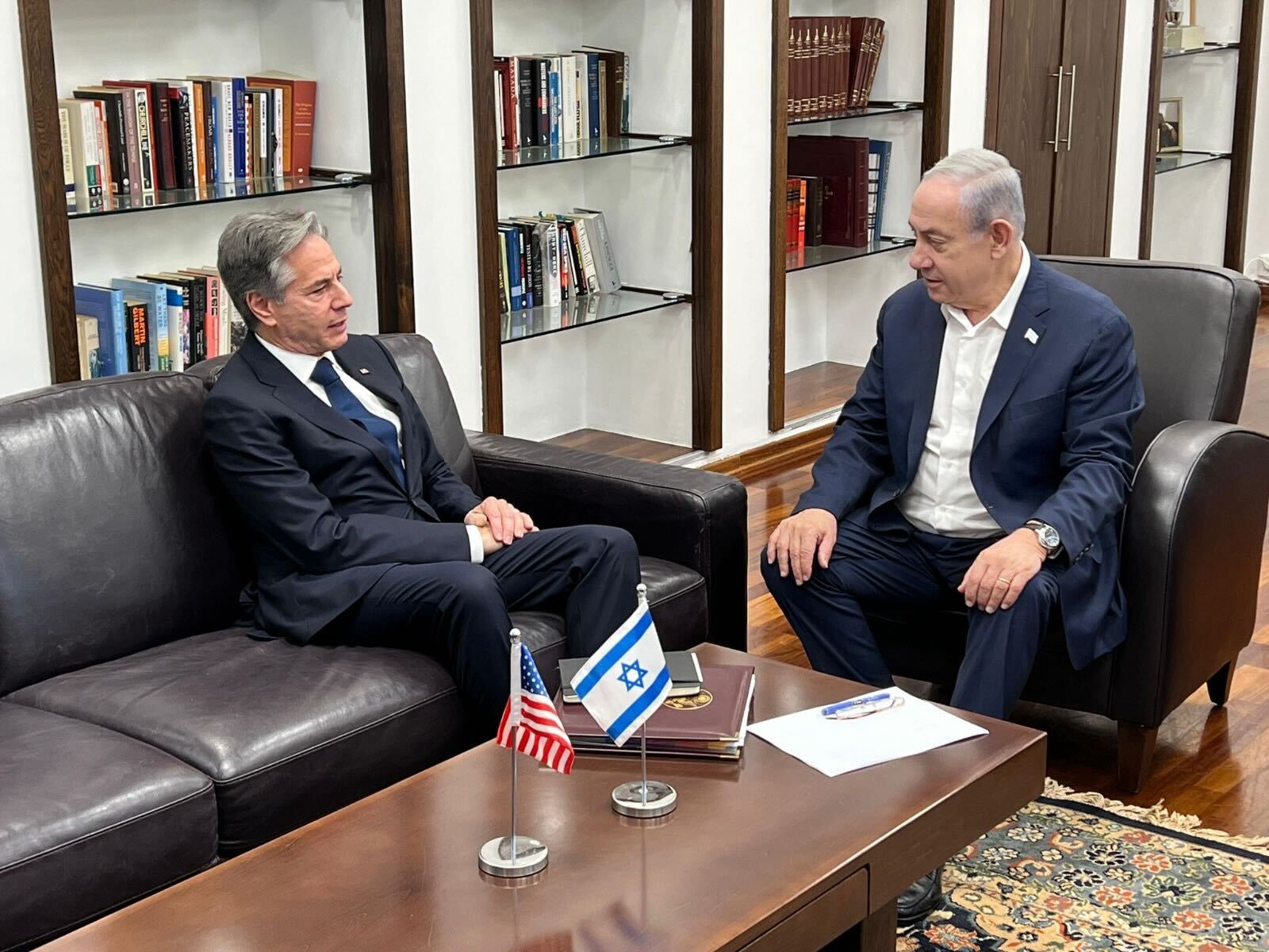 Antony Blinken, left, and Benjamin Netanyahu in Tel Aviv on Friday