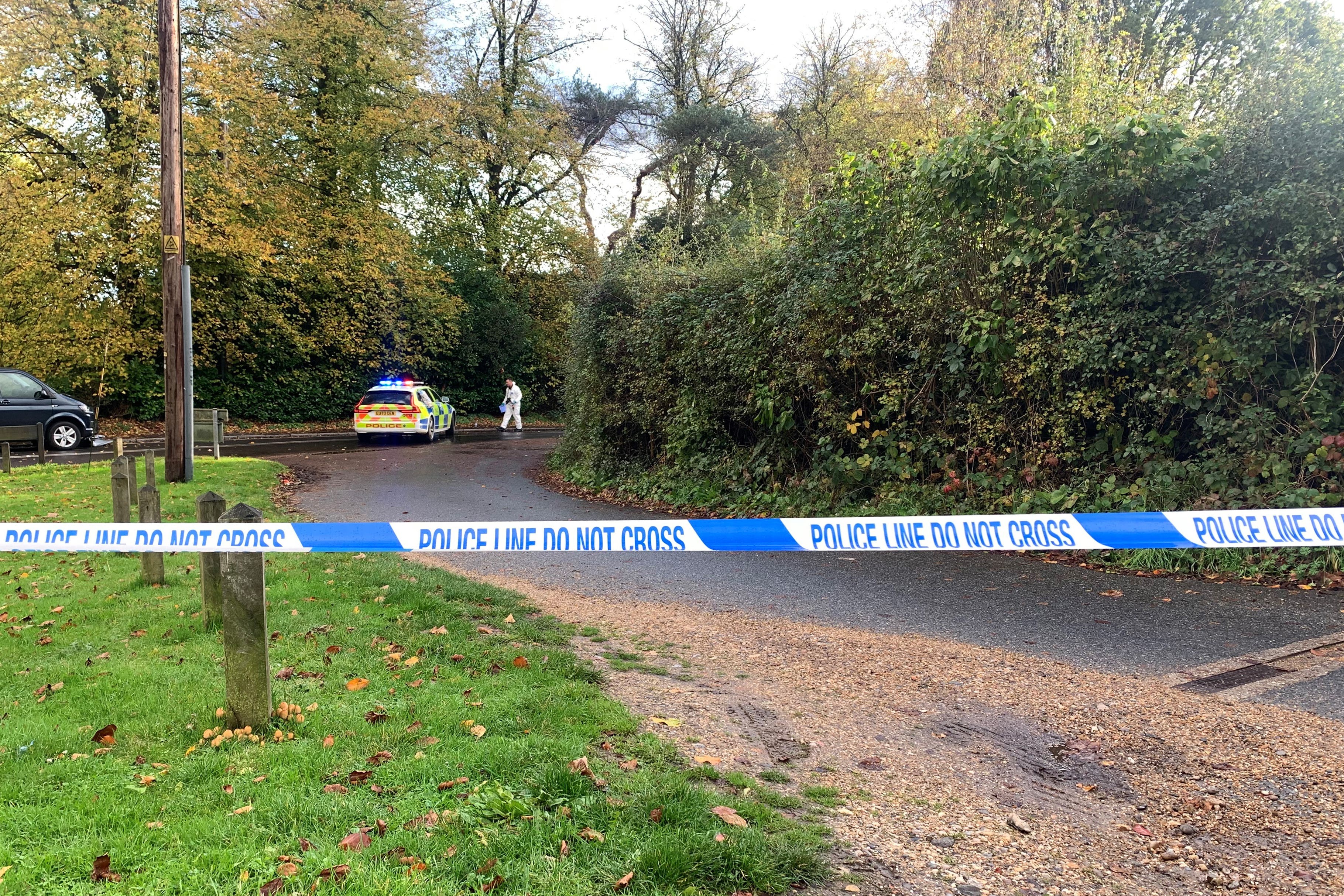 A police car at the scene on Stock Road in Essex after two children were struck by a vehicle during the school run (Josh Payne/PA)