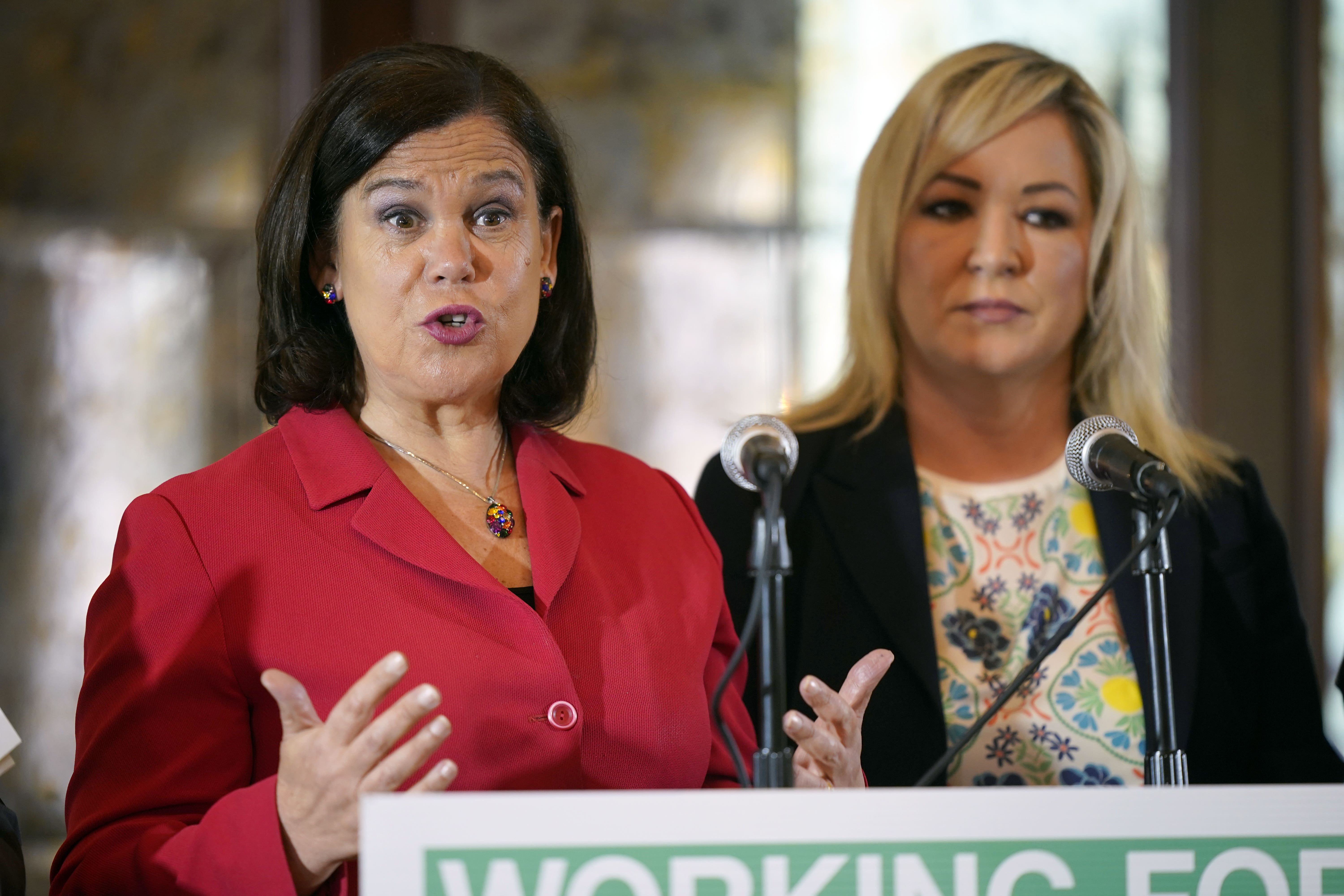 Sinn Fein party leader Mary Lou McDonald and vice president Michelle O’Neill (PA)