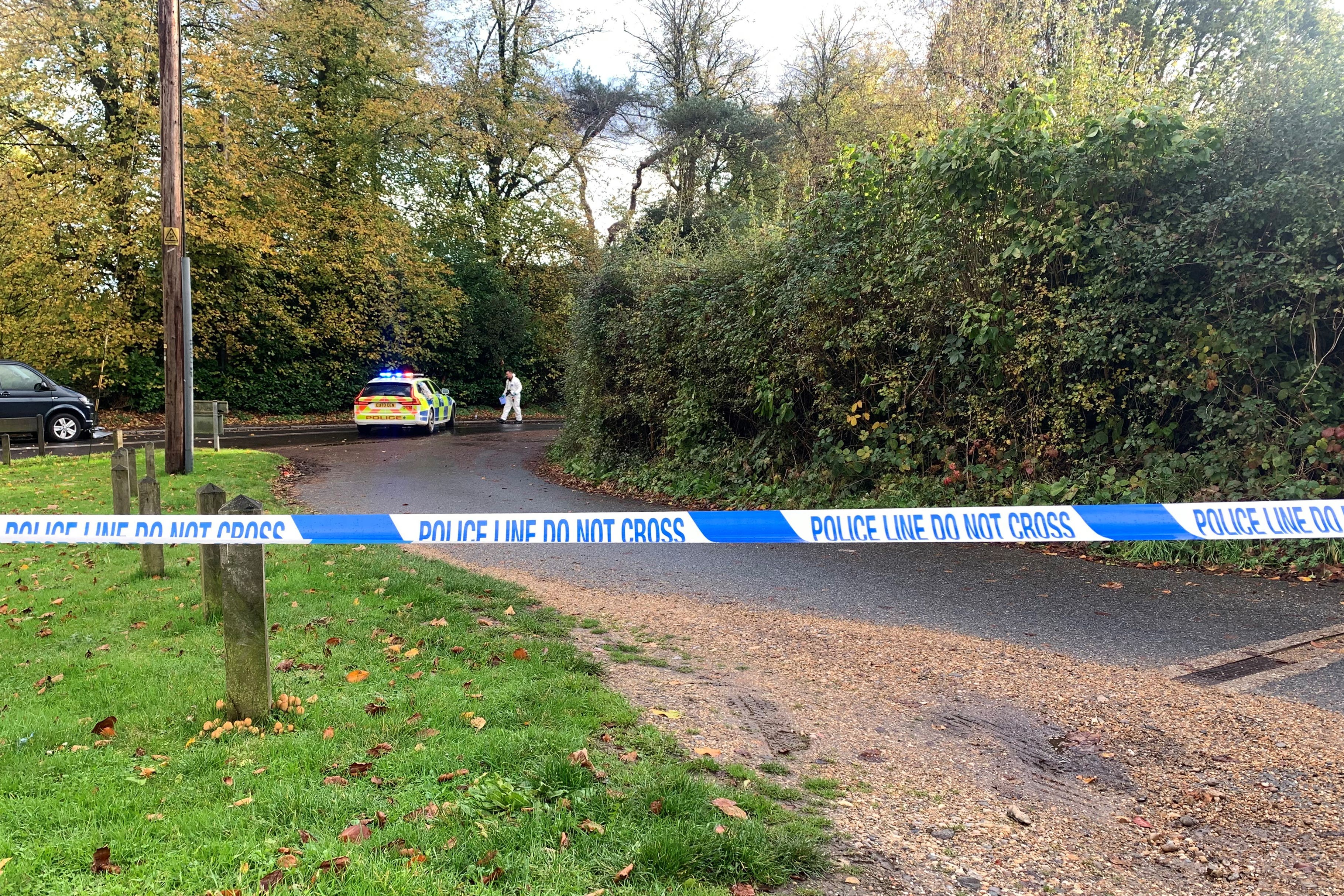 A police car at the scene on Stock Road in Essex (Josh Payne/PA)