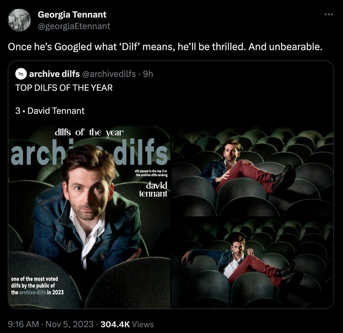 Georgia Tennant pokes fun at husband David