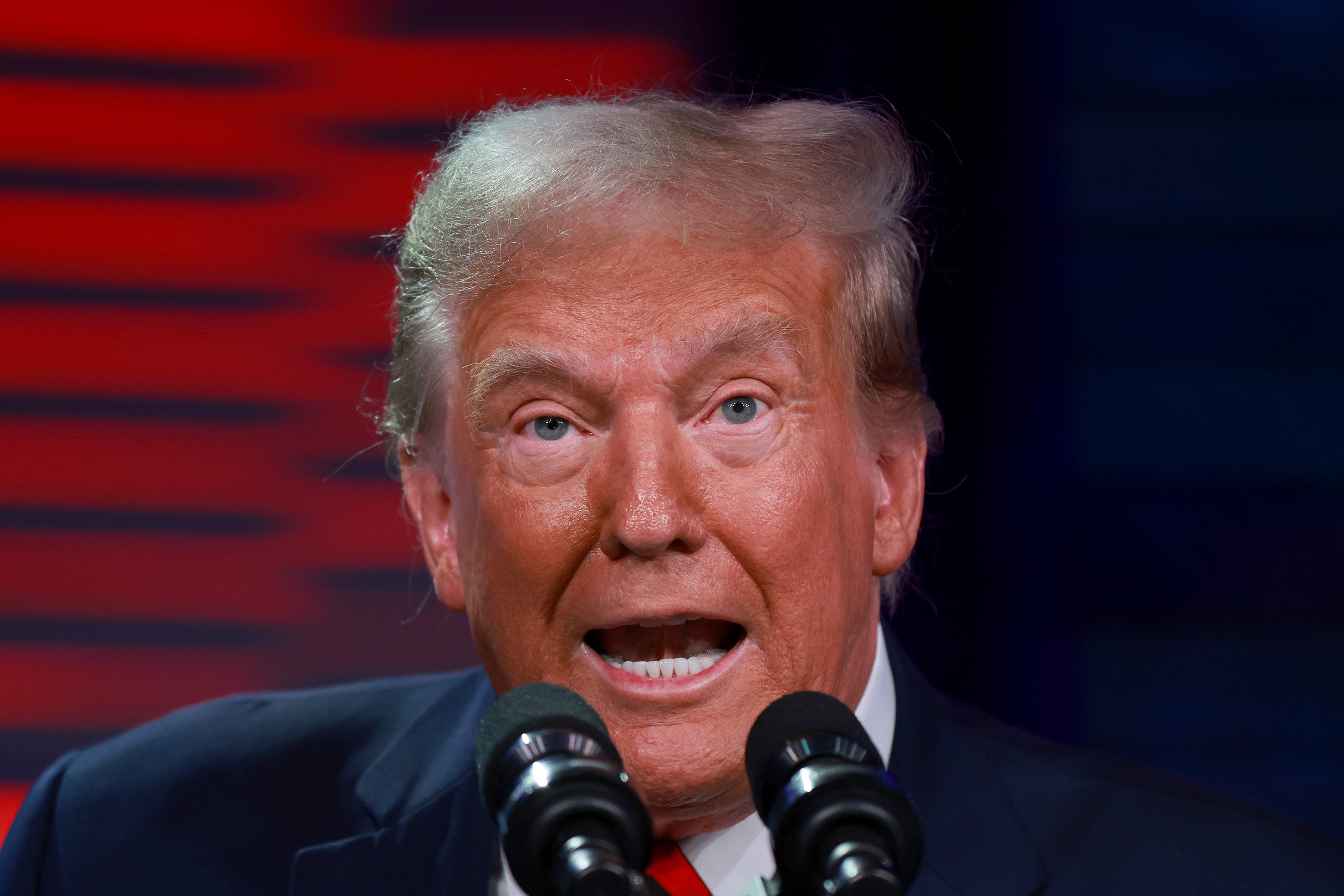 Republican presidential candidate former U.S. President Donald Trump speaks during the Florida Freedom Summit at the Gaylord Palms Resort on November 04, 2023 in Kissimmee, Florida