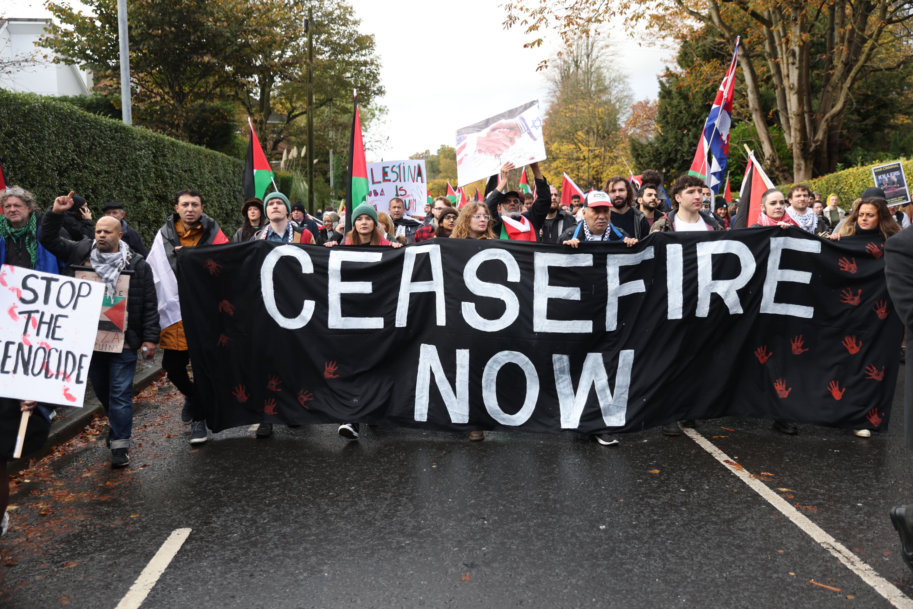 A pro-Palestinian march to the US Consulate in Belfast (Peter Morrison/PA)