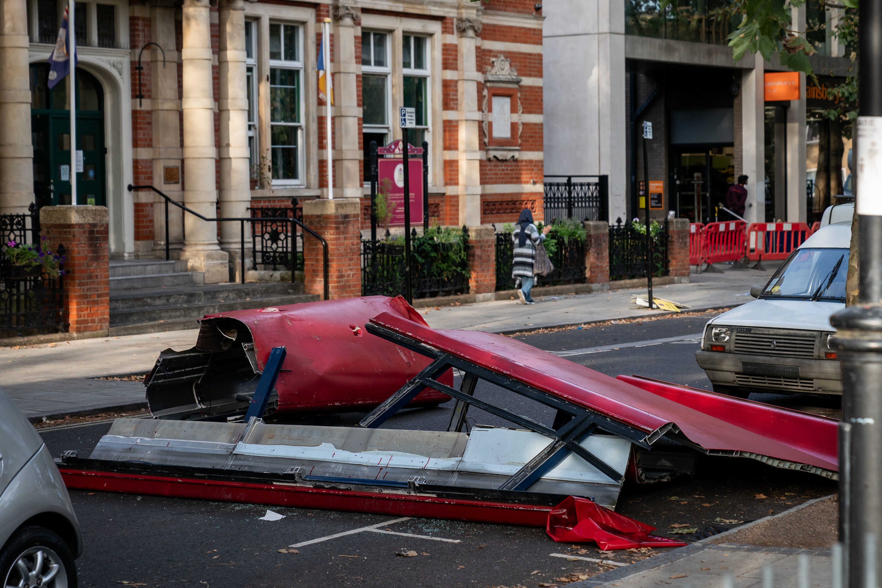 Proper made to look like the remains of the bus were strewn across the show