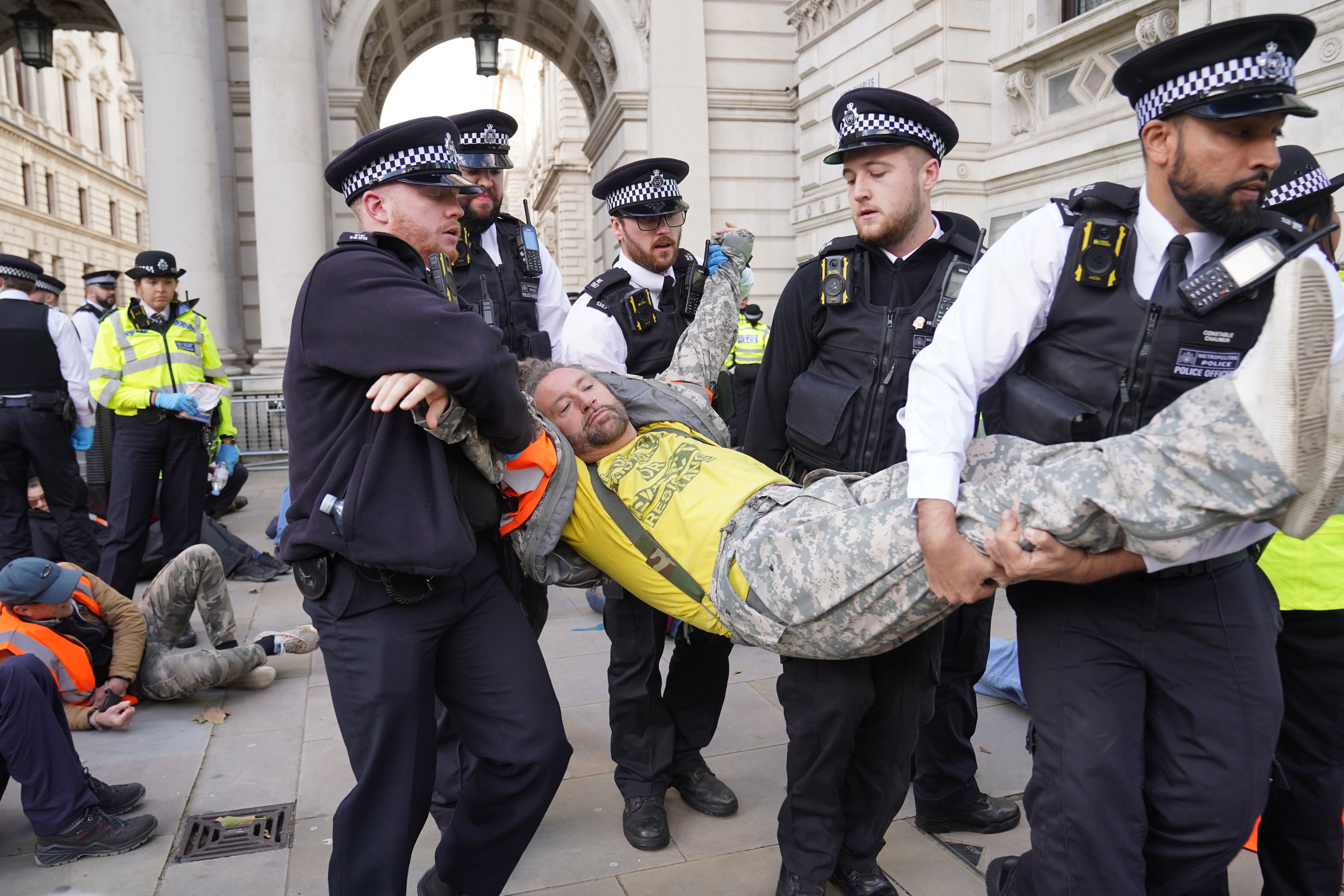 The group have hit out at ‘lies’ that they glued themselves to the war memorial