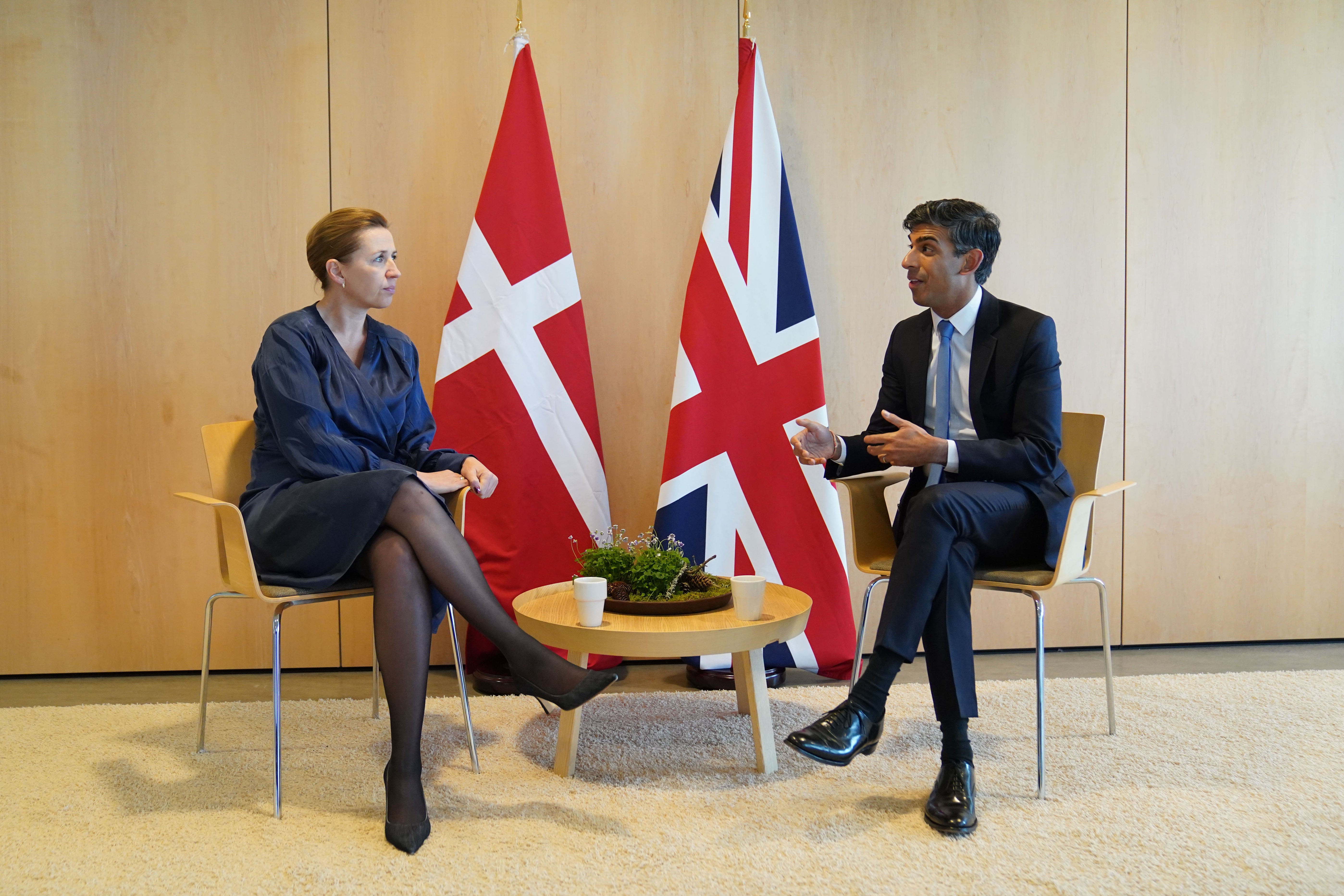 Denmark’s Mette Frederiksen with Rishi Sunak last month