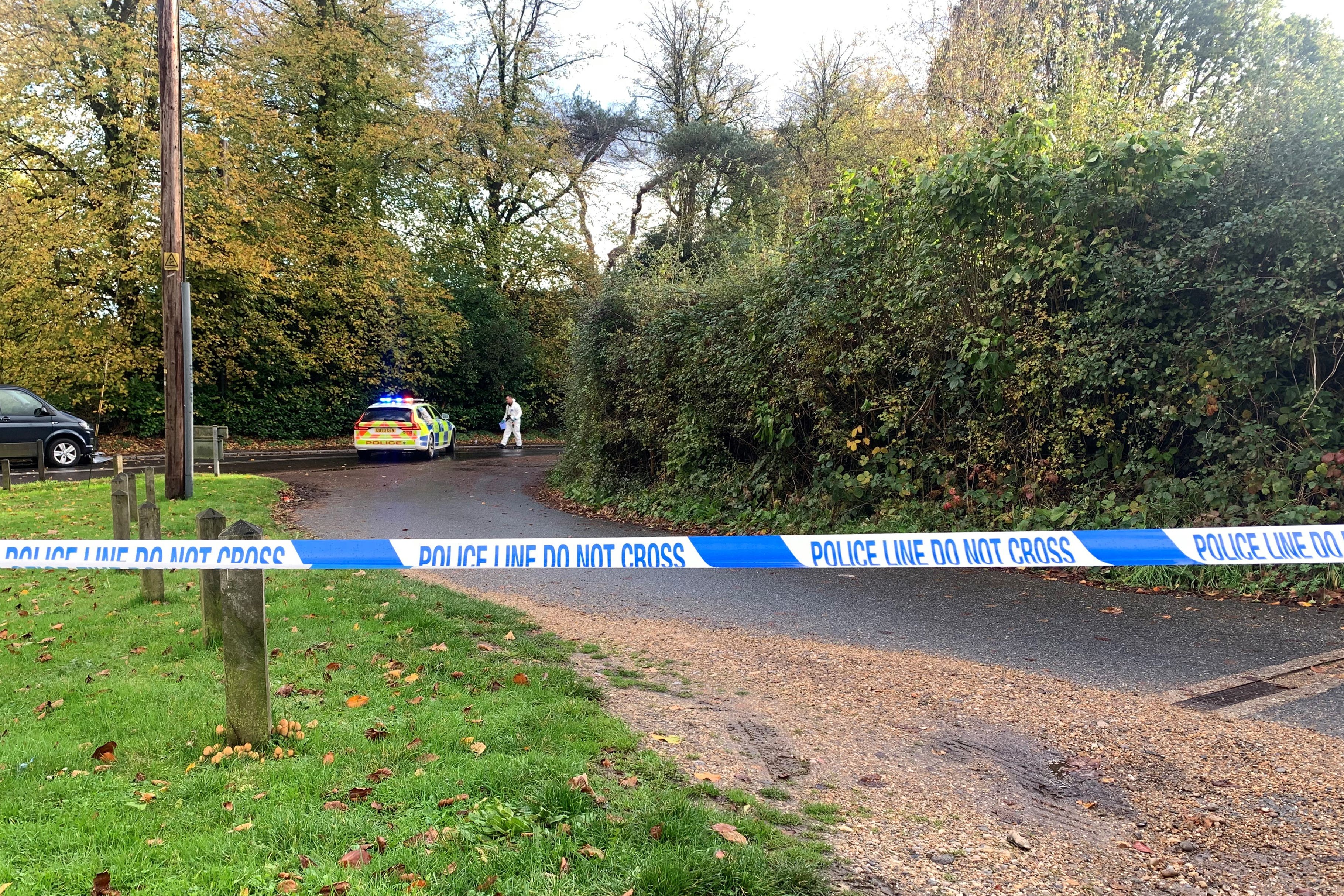 A police car at the scene on Stock Road in Essex after two children were struck by a vehicle during the school run (Josh Payne/PA)