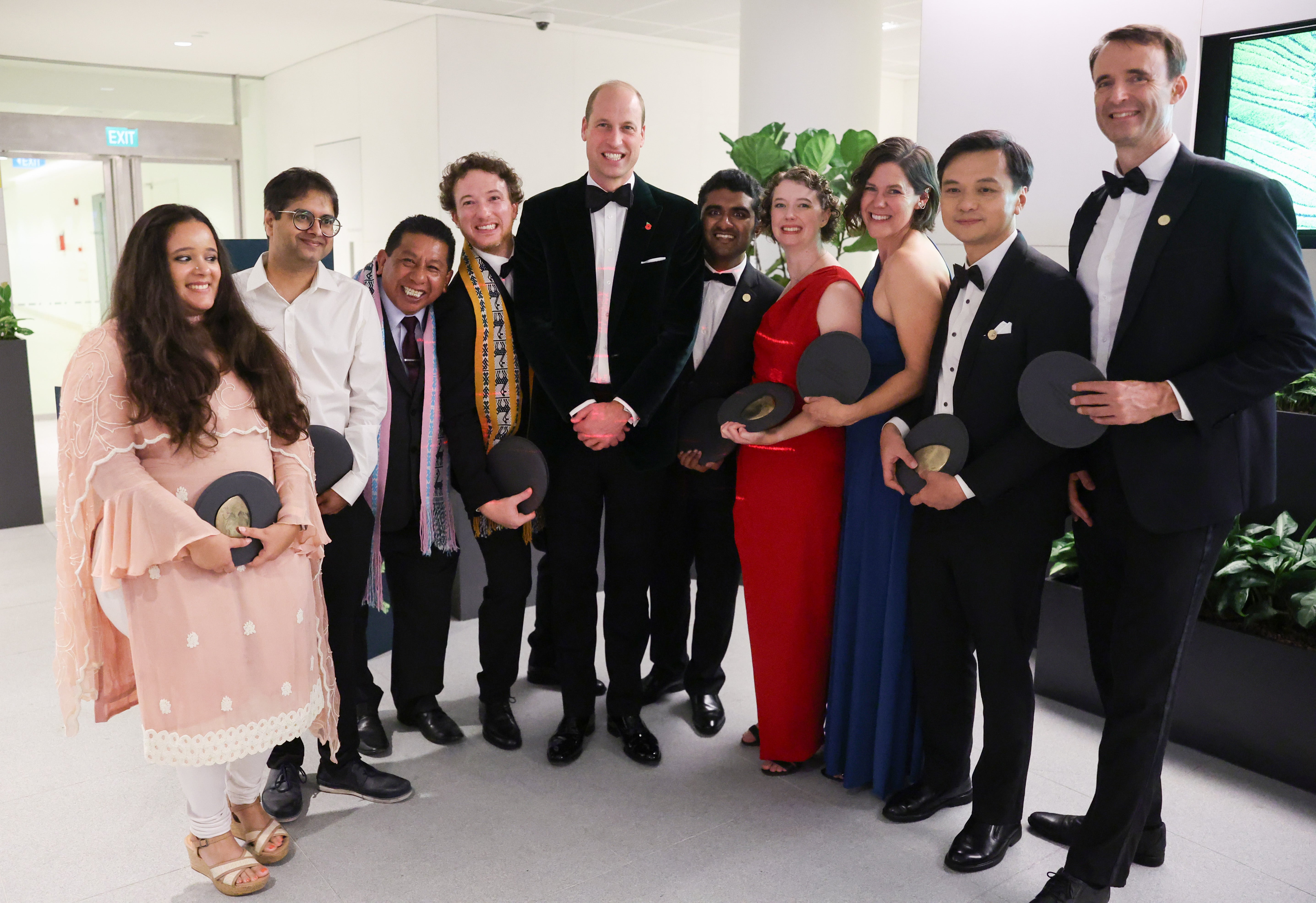 The Prince of Wales poses with the winners during the 2023 Earthshot Prize awards ceremony on 7 November in Singapore