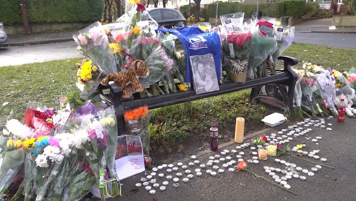 Tributes including ribena and a fresh portion of fish and chips graced the scene where Alfie spent many hours with friends