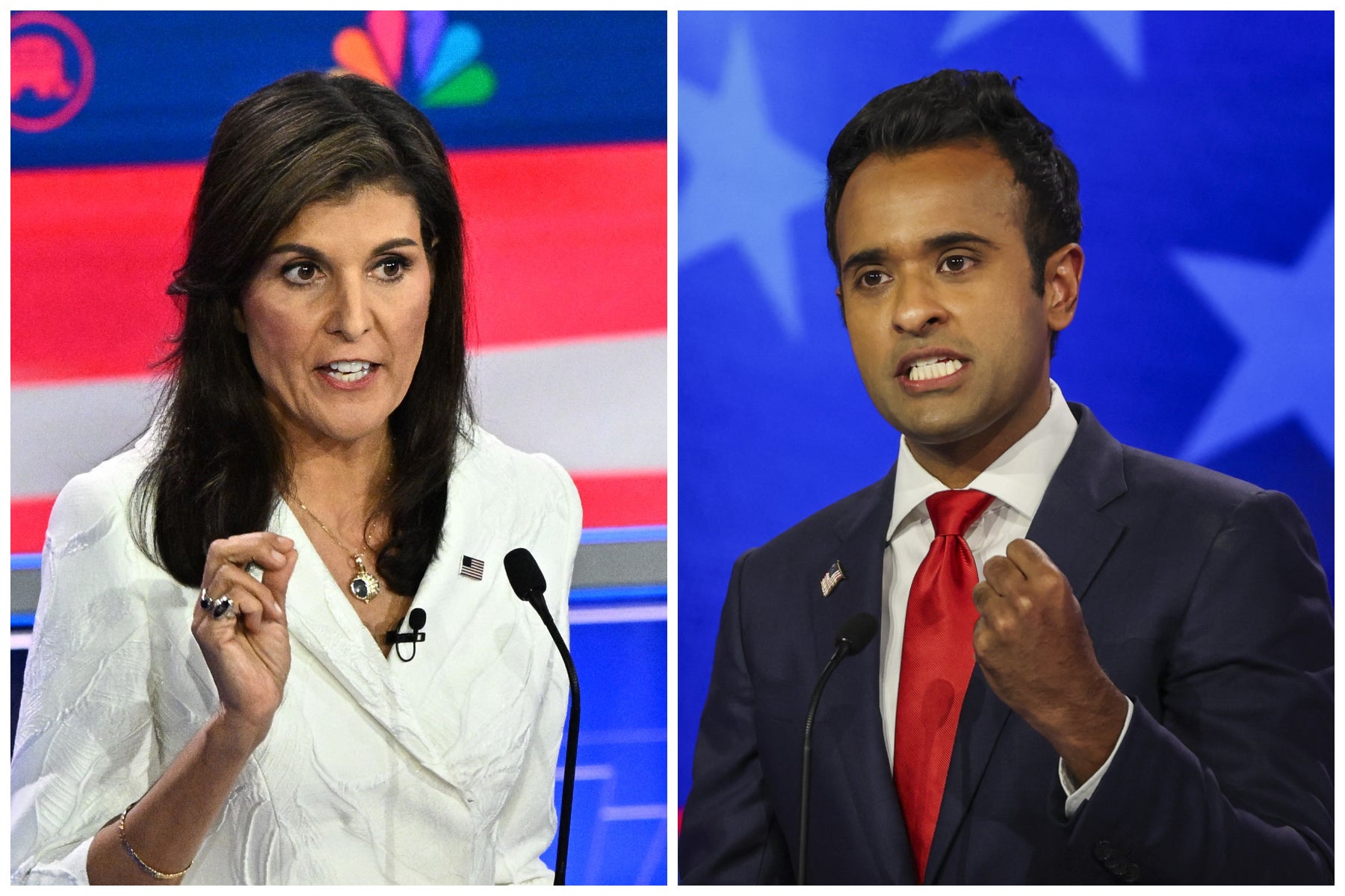 Nikki Haley (left) got into a heated exchange with Vivek Ramaswamy (right) over security issues associated with TikTok