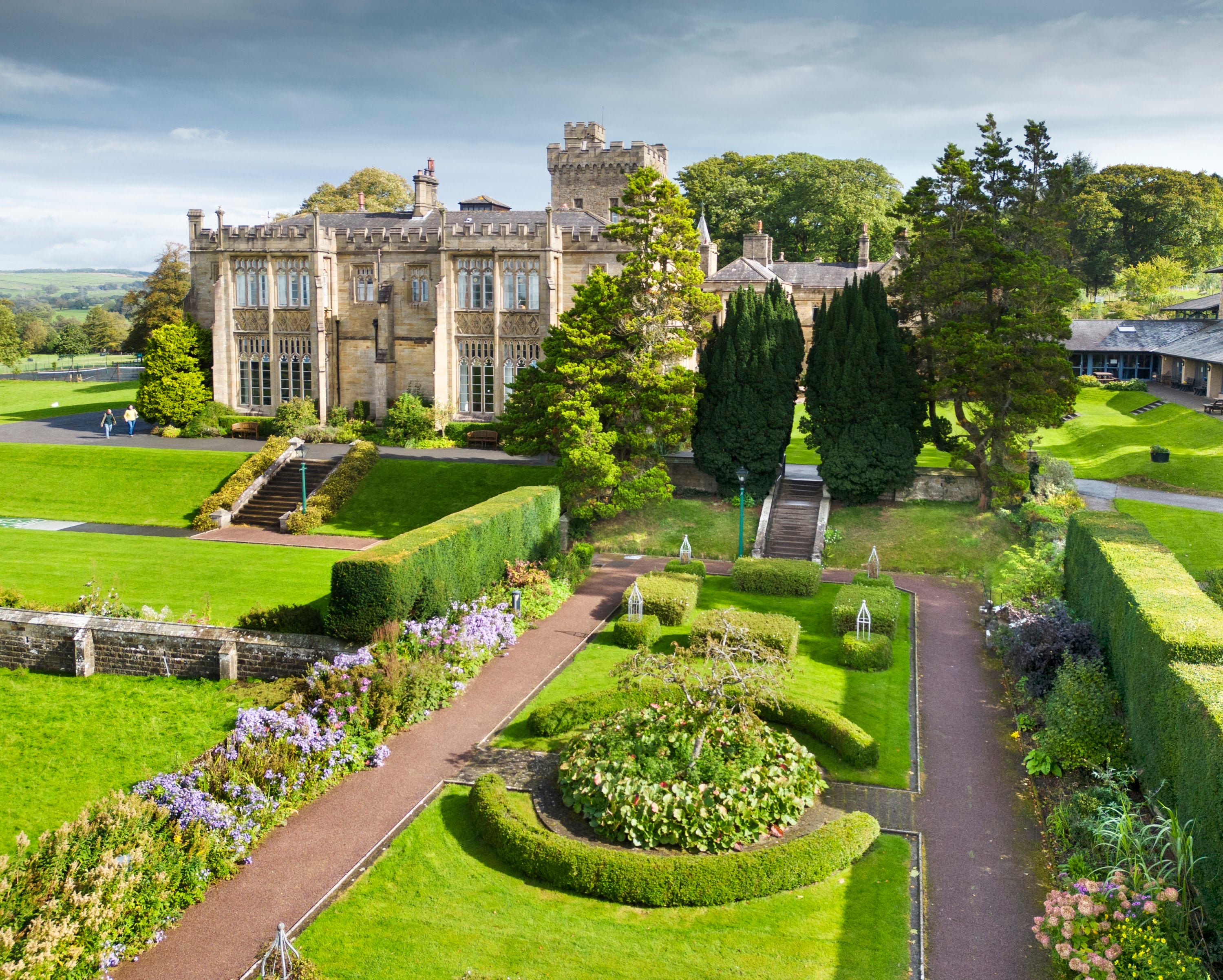 The formal ‘Mawson’ rose garden at Capernwray Hall in Carnforth, Lancashire