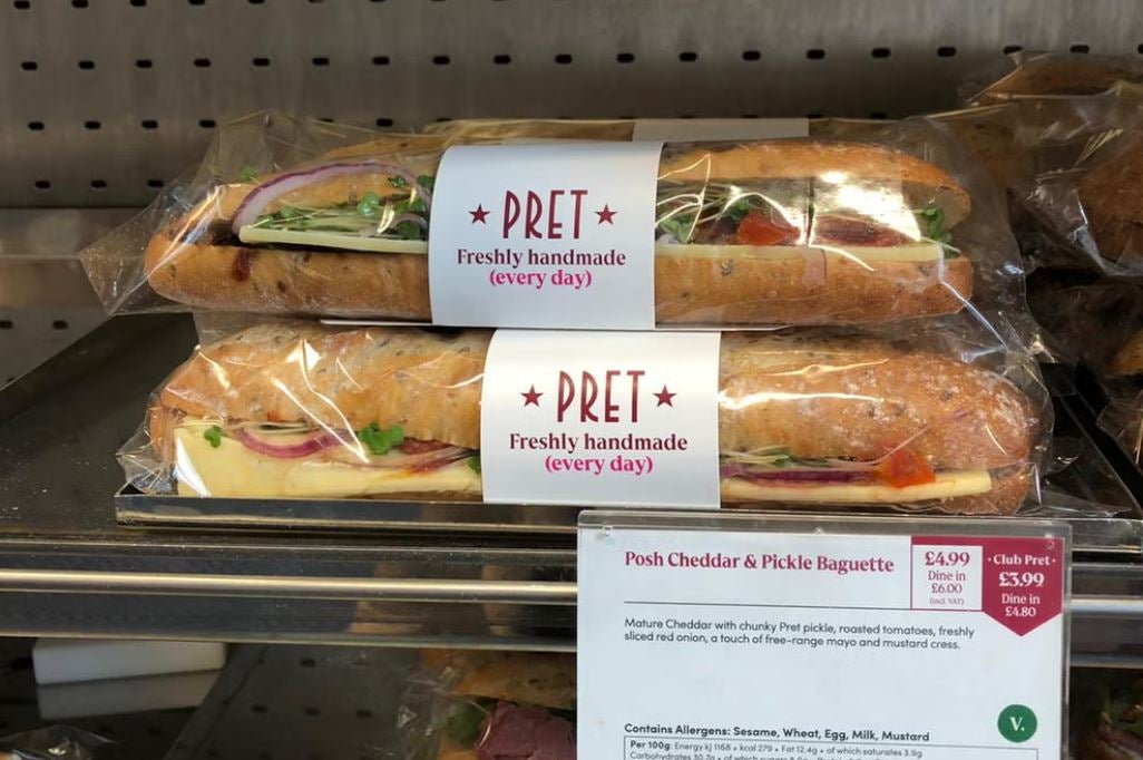 Pret is selling its Posh Cheddar and Pickle for £7.15 in Kensington, and £4.99 everywhere else