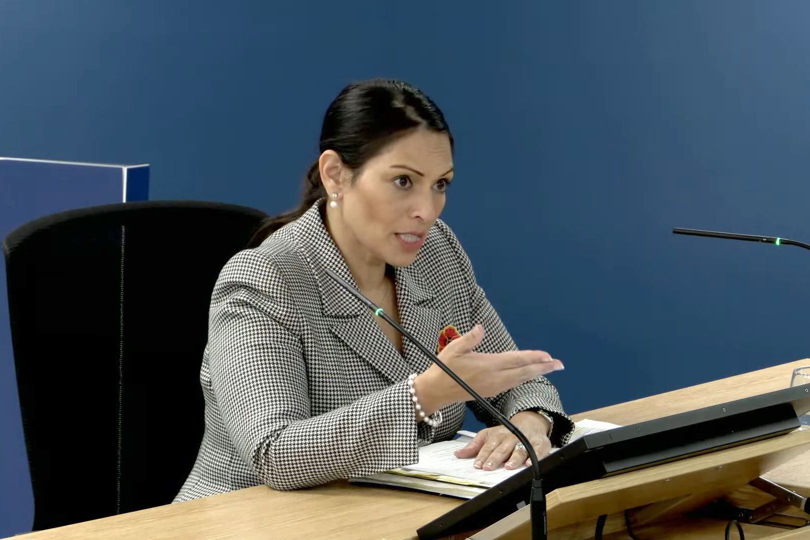 Former home secretary Priti Patel addresses the Covid-19 inquiry