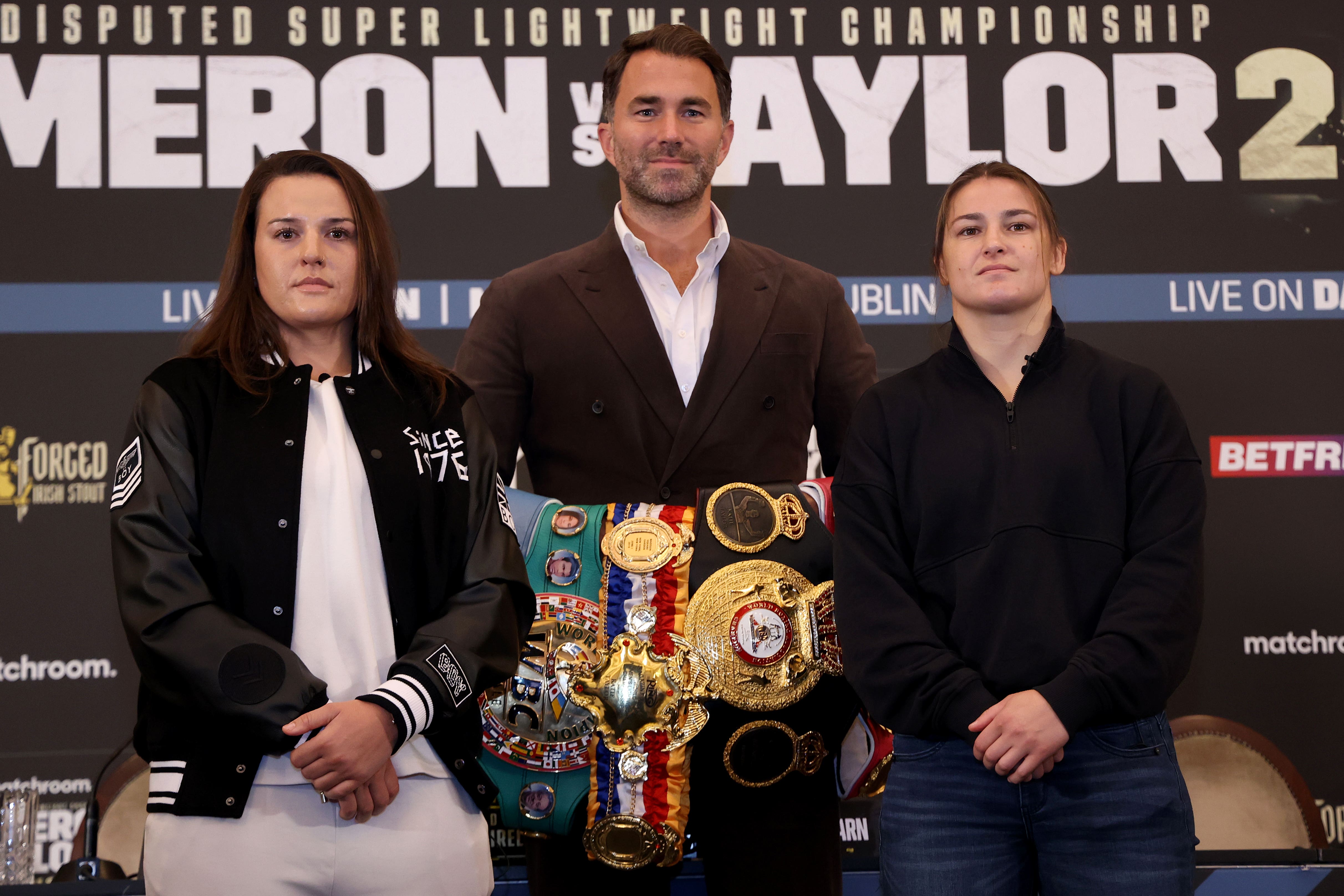 Chantelle Cameron (left) and Katie Taylor will clash again in Dublin on November 25 (Damien Eagers/PA)