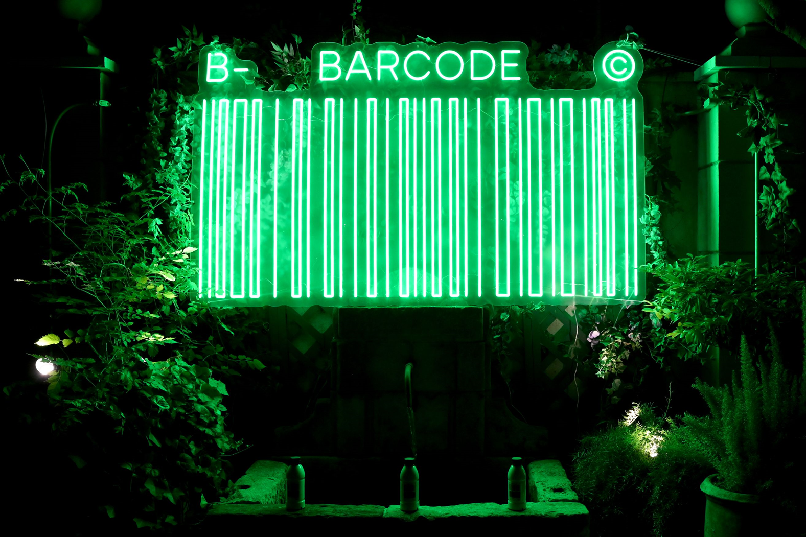 The logo of the Barcode sports drink shown at the Laduree Soho in New York on 22 June, 2023. The bottle now includes a QR code