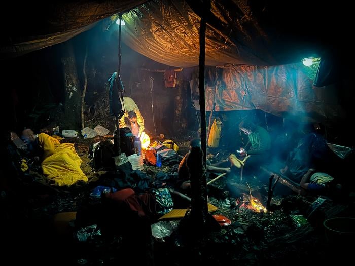 A temporary campsite on the northern slopes of the mountains was set up by the international team of researchers