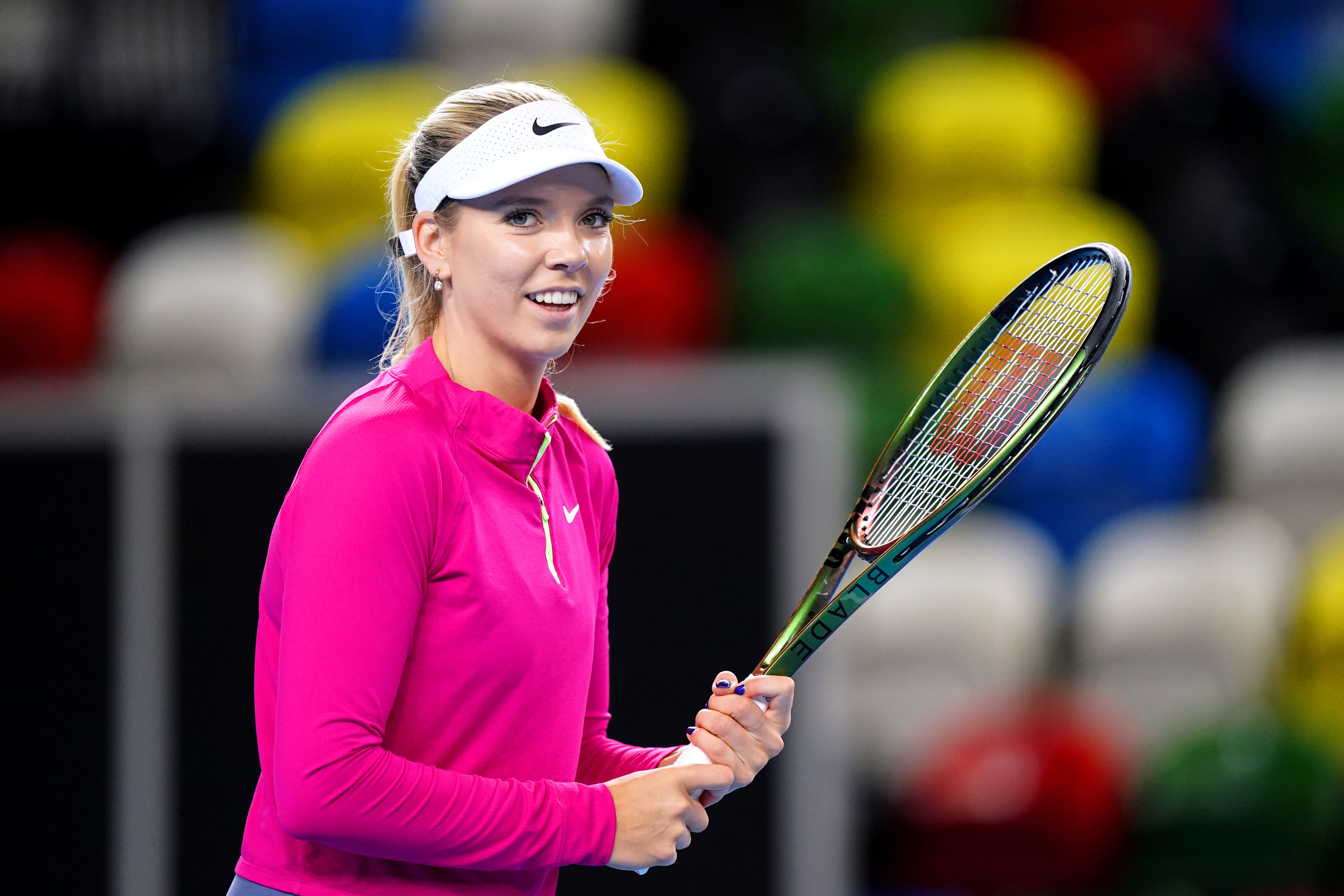 Katie Boulter during a training session ahead of the Billie Jean King Cup play-off (Zac Goodwin/PA)