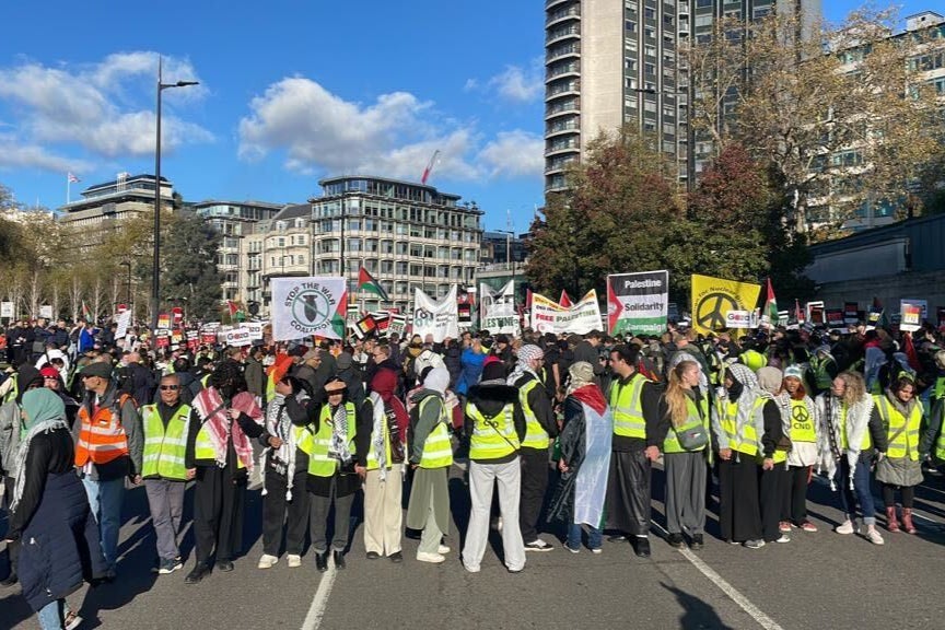 Protests gathered at Hyde Park Corner and set off just after midday