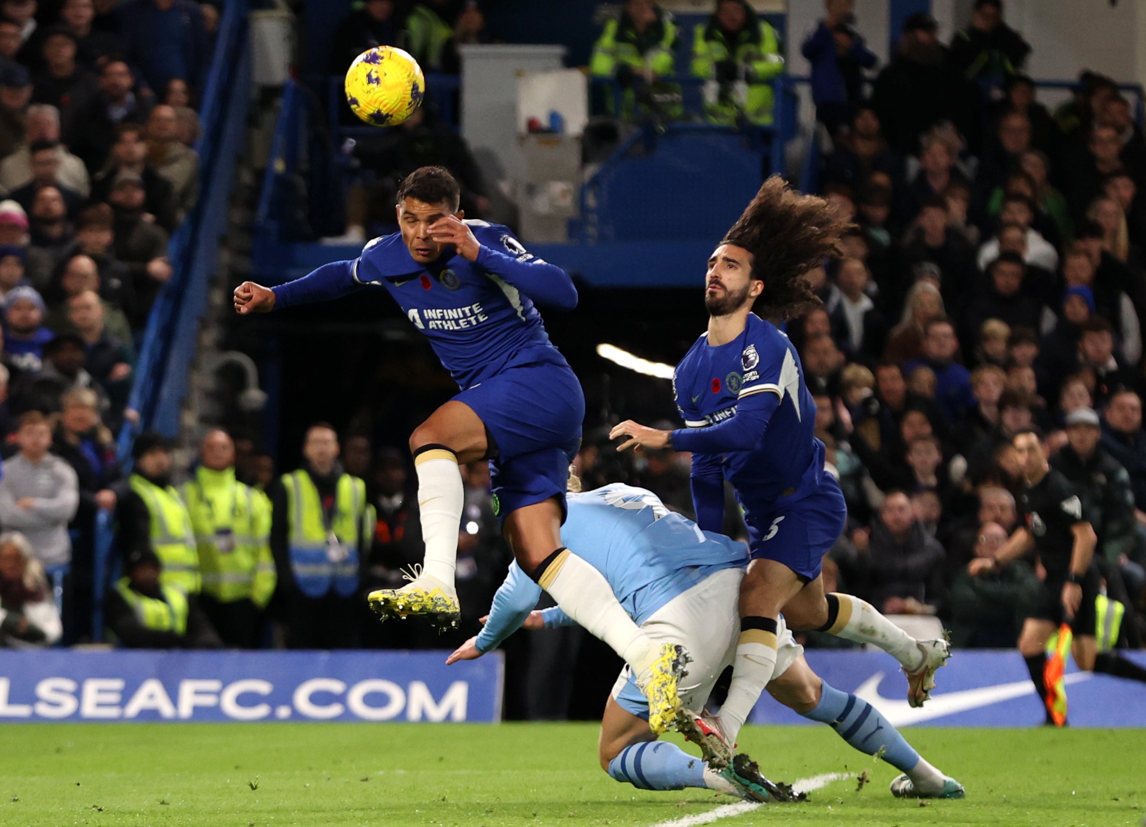 Cucurella was ruled to have fouled Haaland for the opening penalty