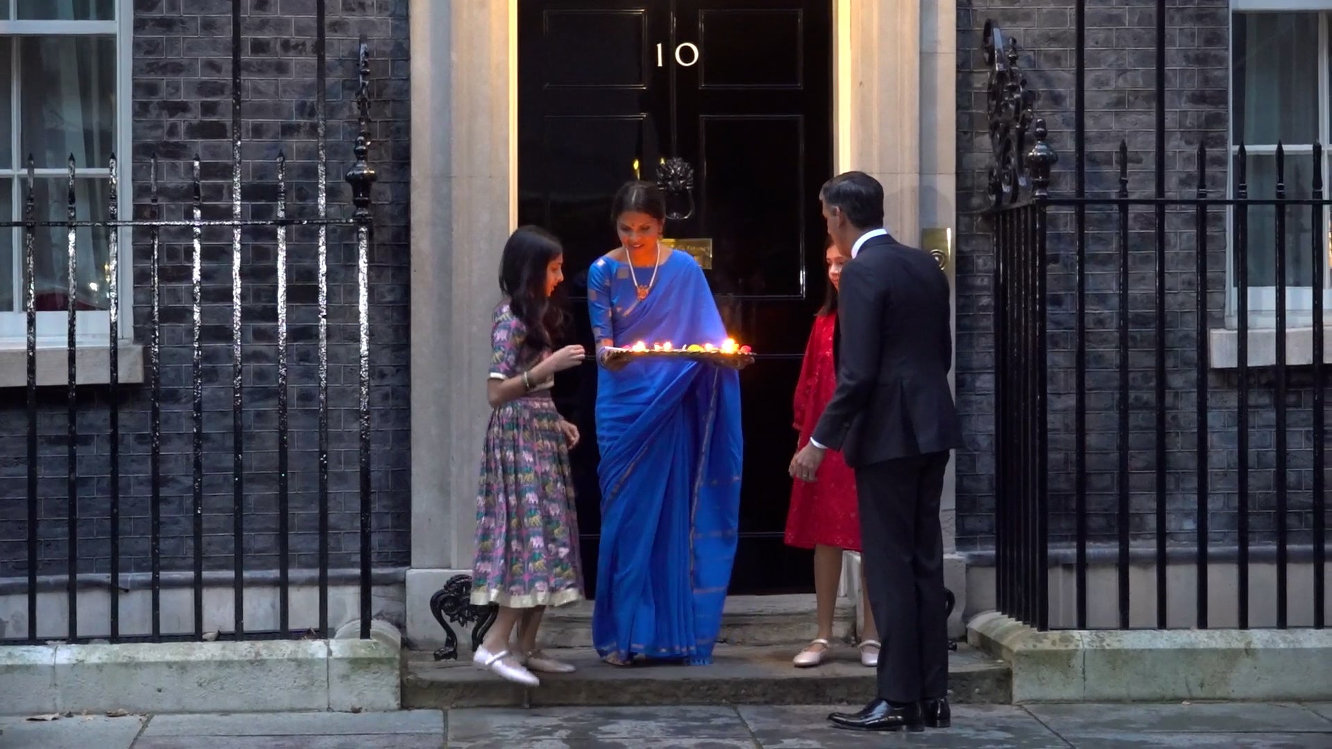 Rishi Sunak and his family lit candles outside Downing Street for Diwali when he was PM