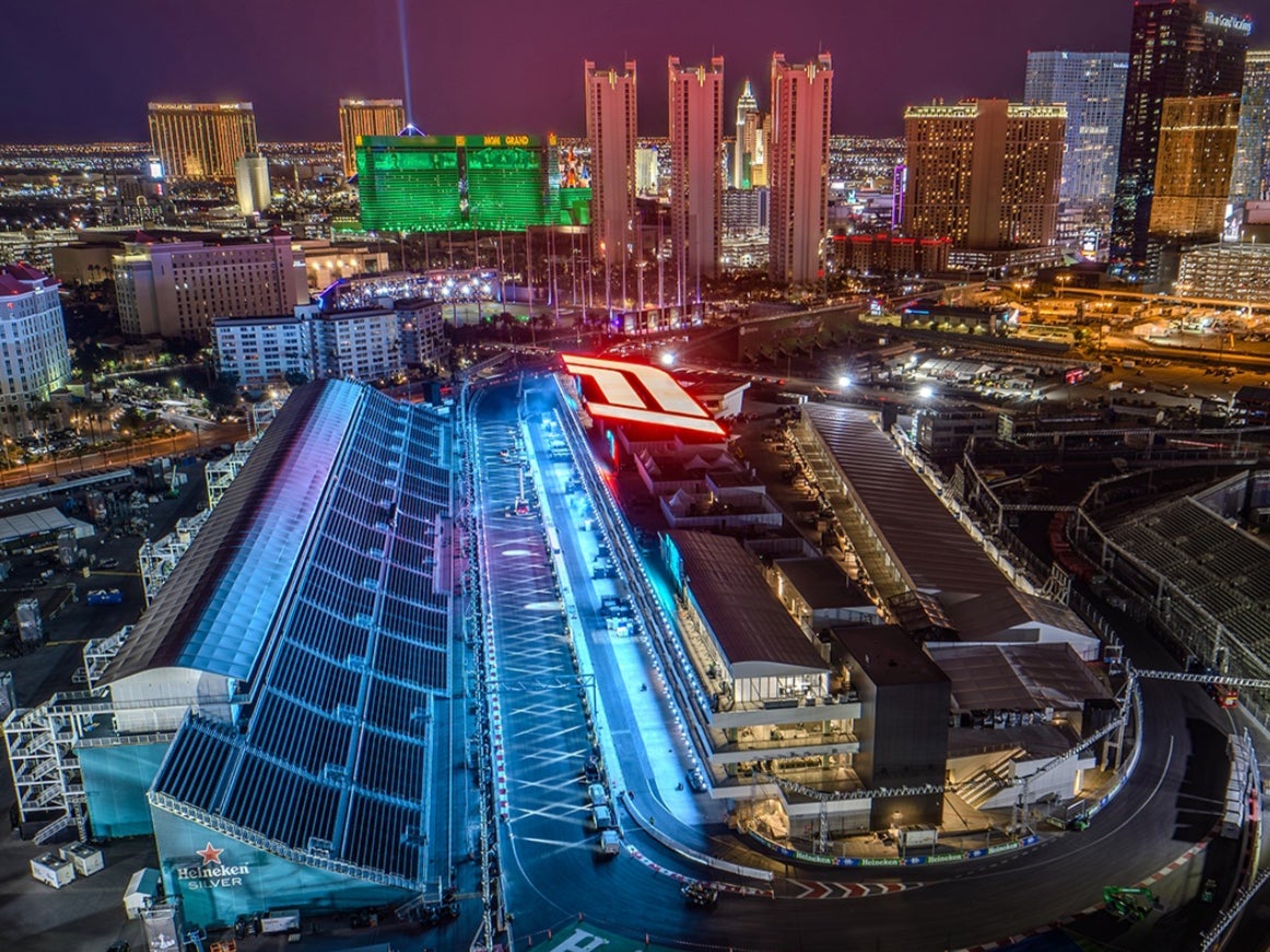 The new pit building constructed for the Las Vegas Grand Prix