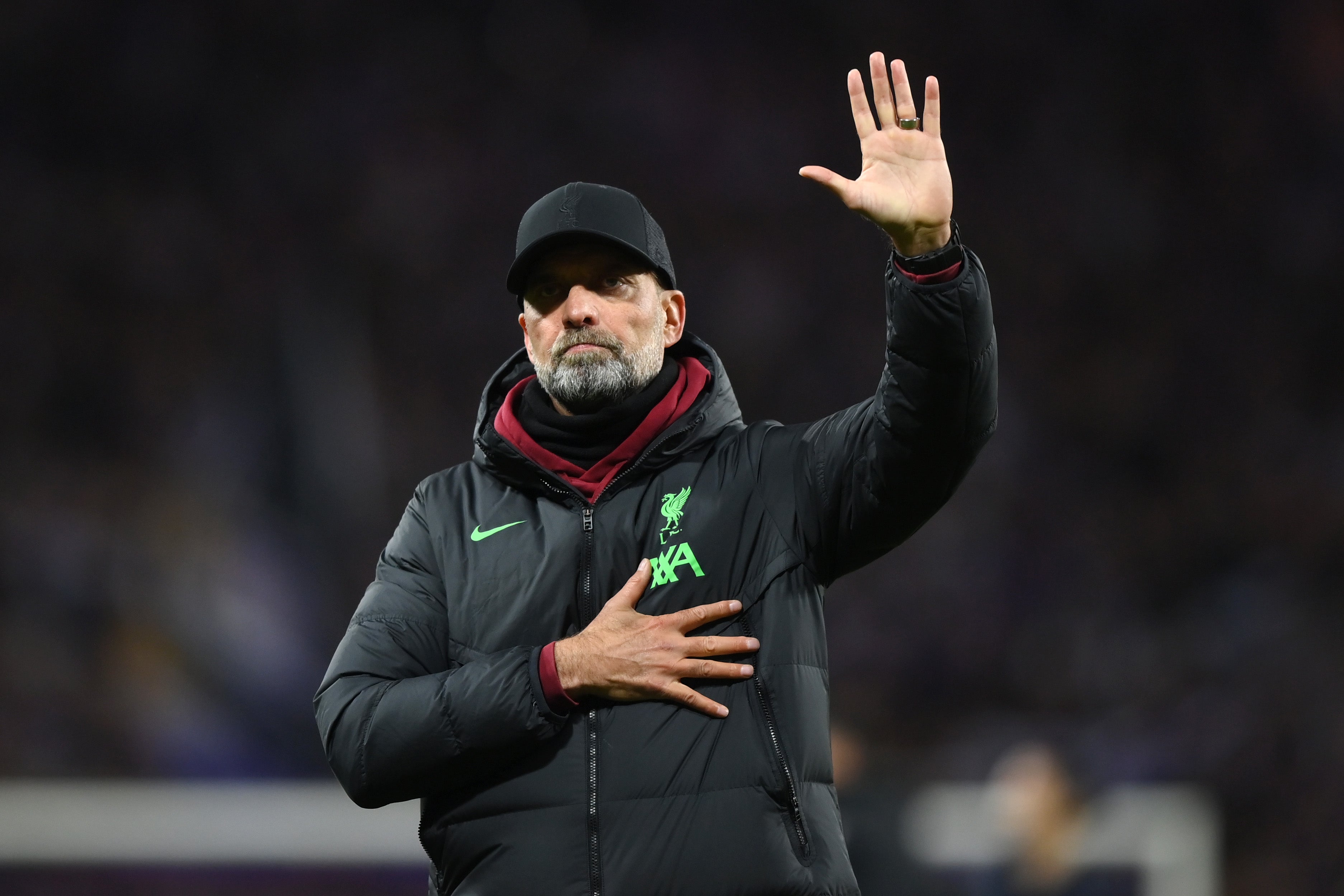 Jurgen Klopp salutes the Liverpool fans