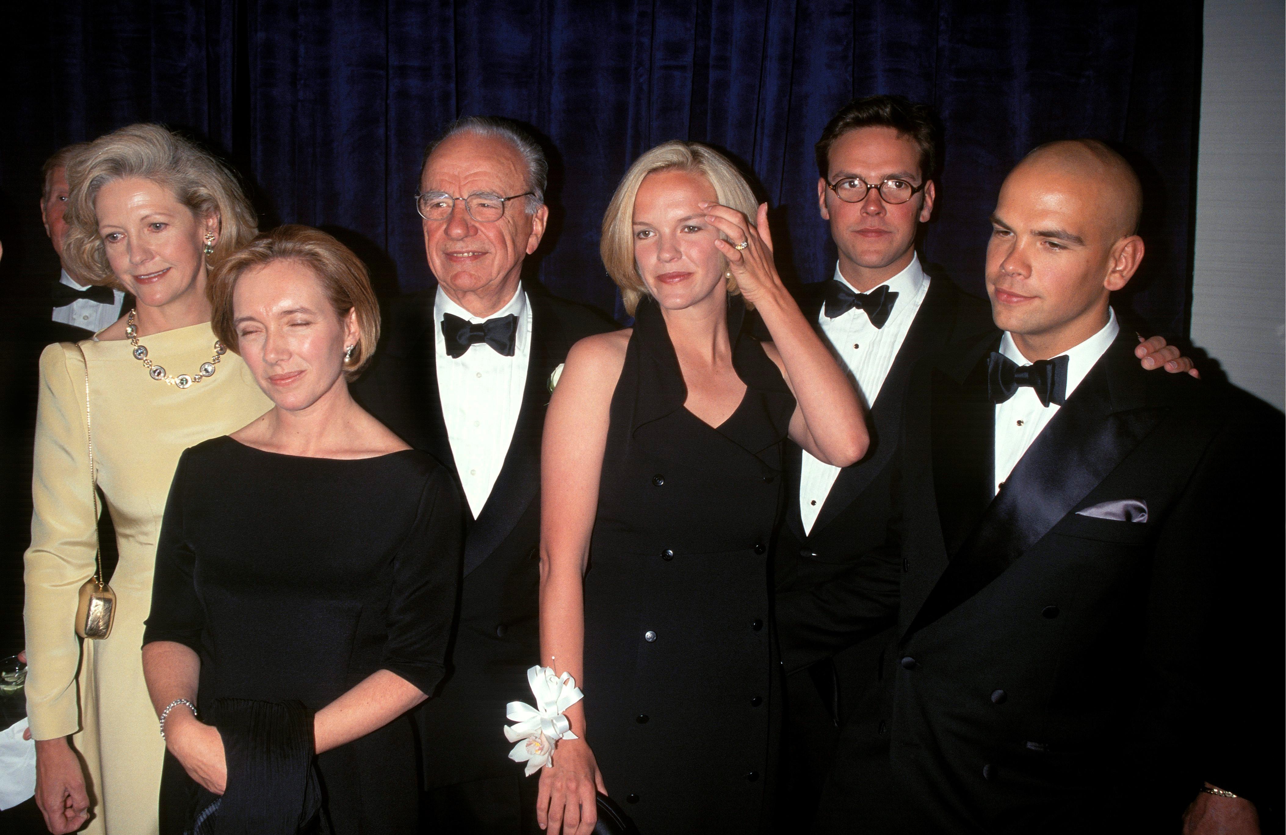 Anna Maria Torv, Prudence Murdoch, Rupert Murdoch, Elisabeth Murdoch, James Murdoch and Lachlan Murdoch at the 1997 UJA Federation Dinner in Rupert’s honor in New York City.