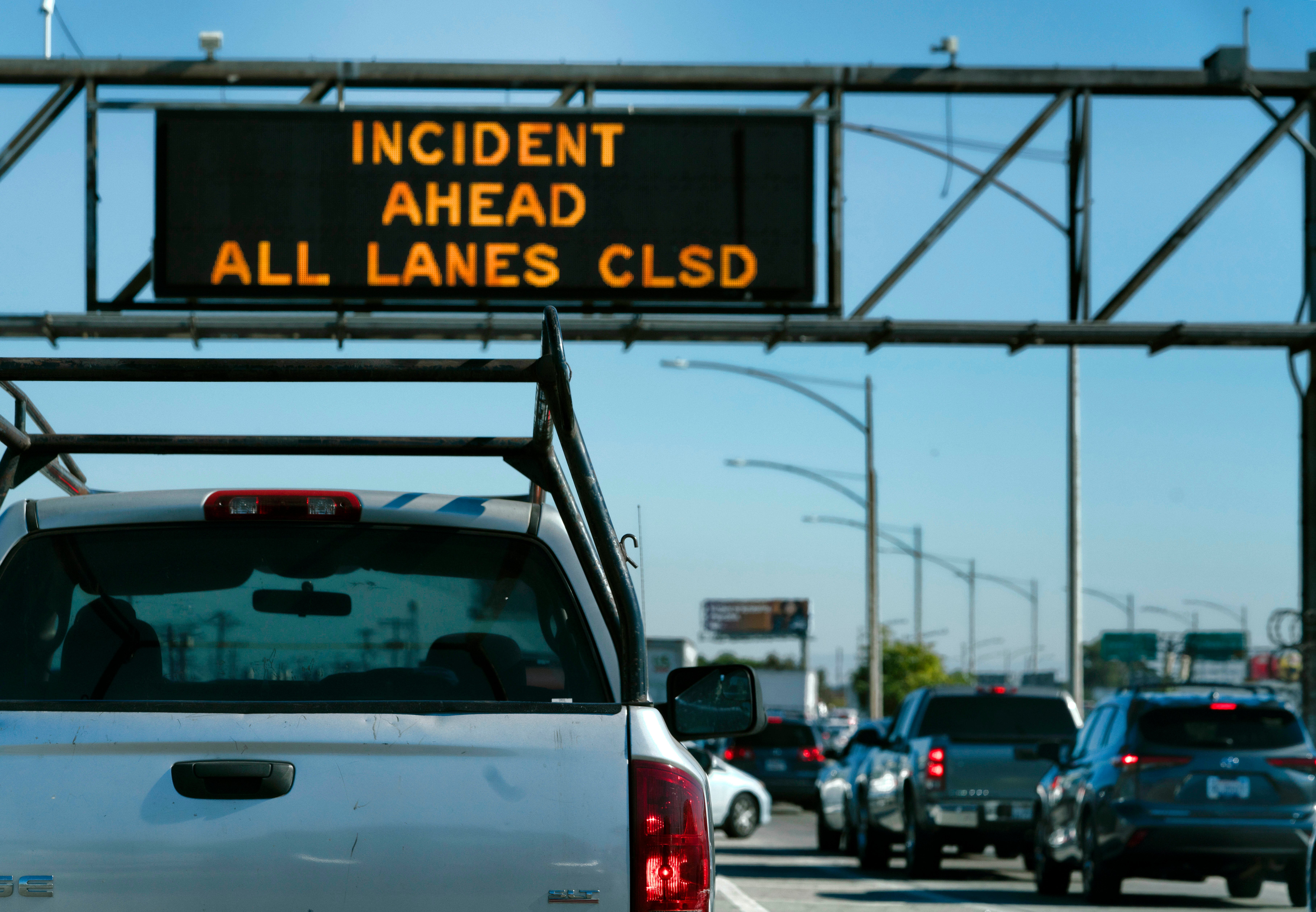 A mile-long section of the freeway near downtown LA, which sees 300,000 vehicles use it every day, remains closed indefinitely