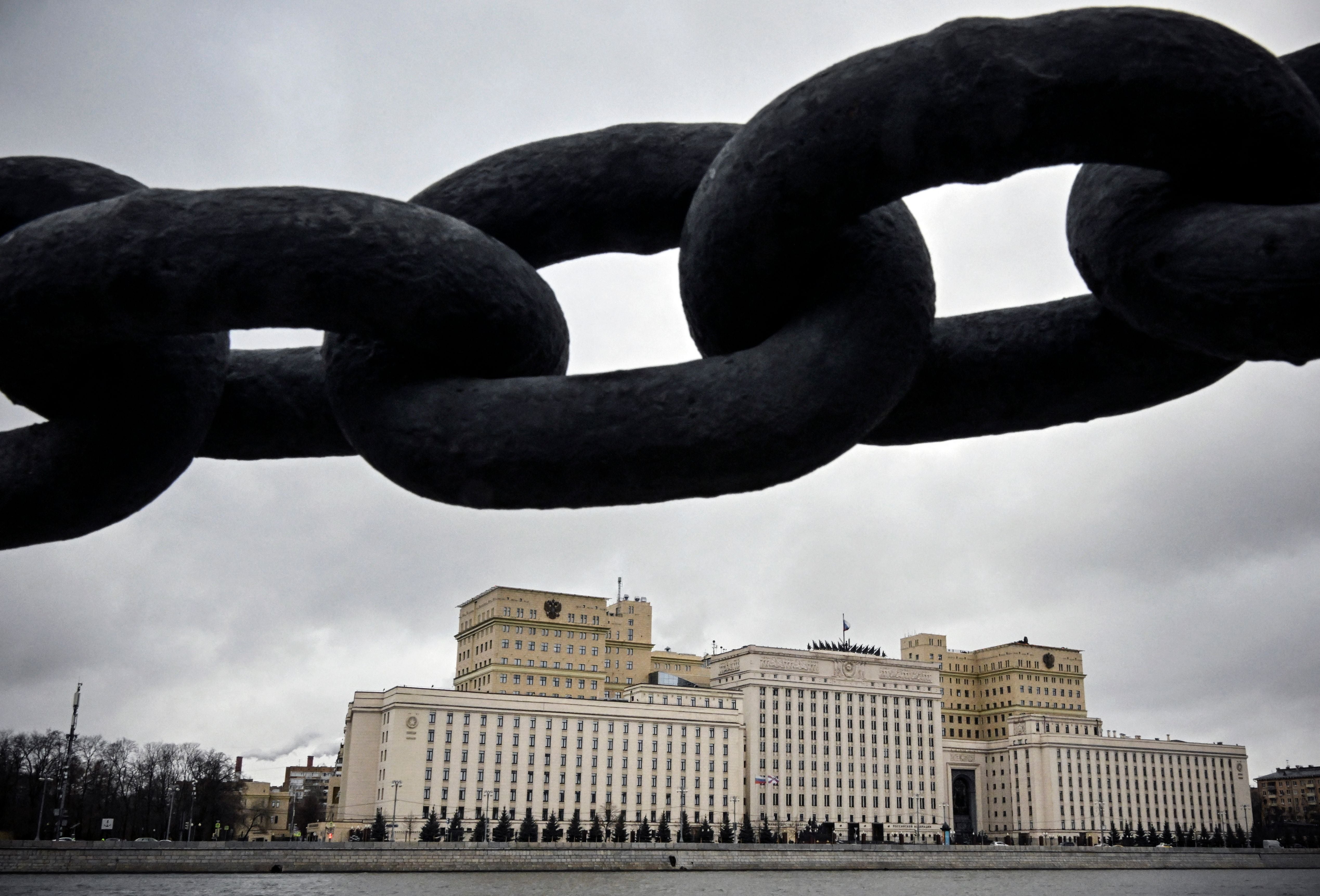 Russian Defence Ministry headquarters seen on the bank of the Moskva river in Moscow