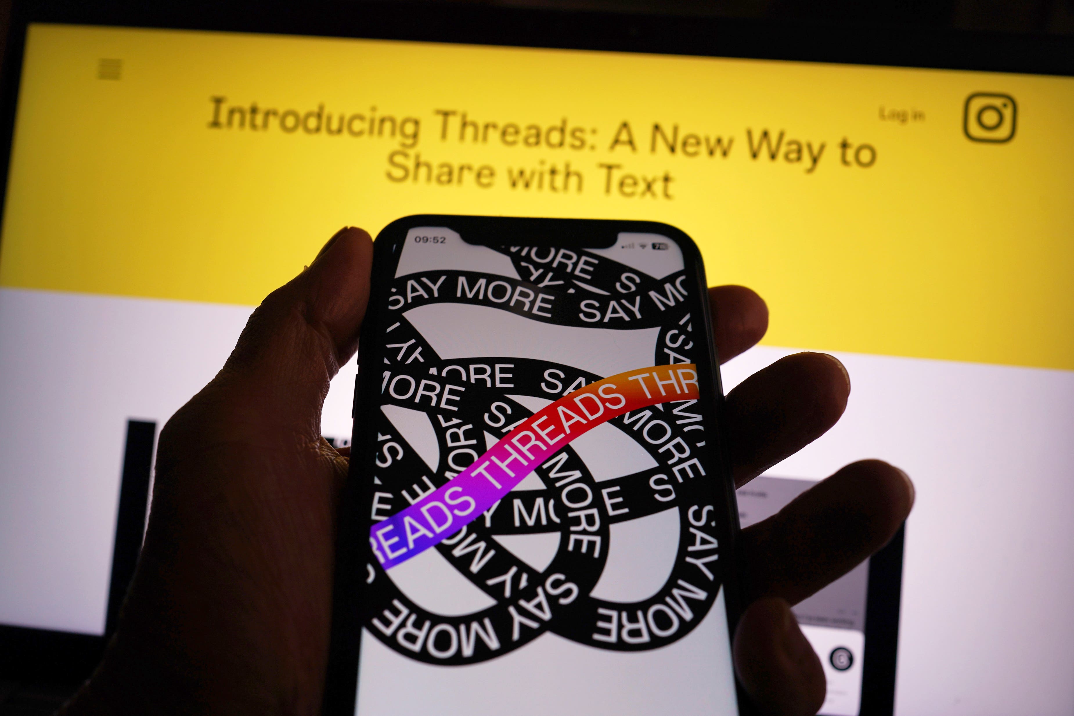 An Apple iPhone screen showing the Threads app