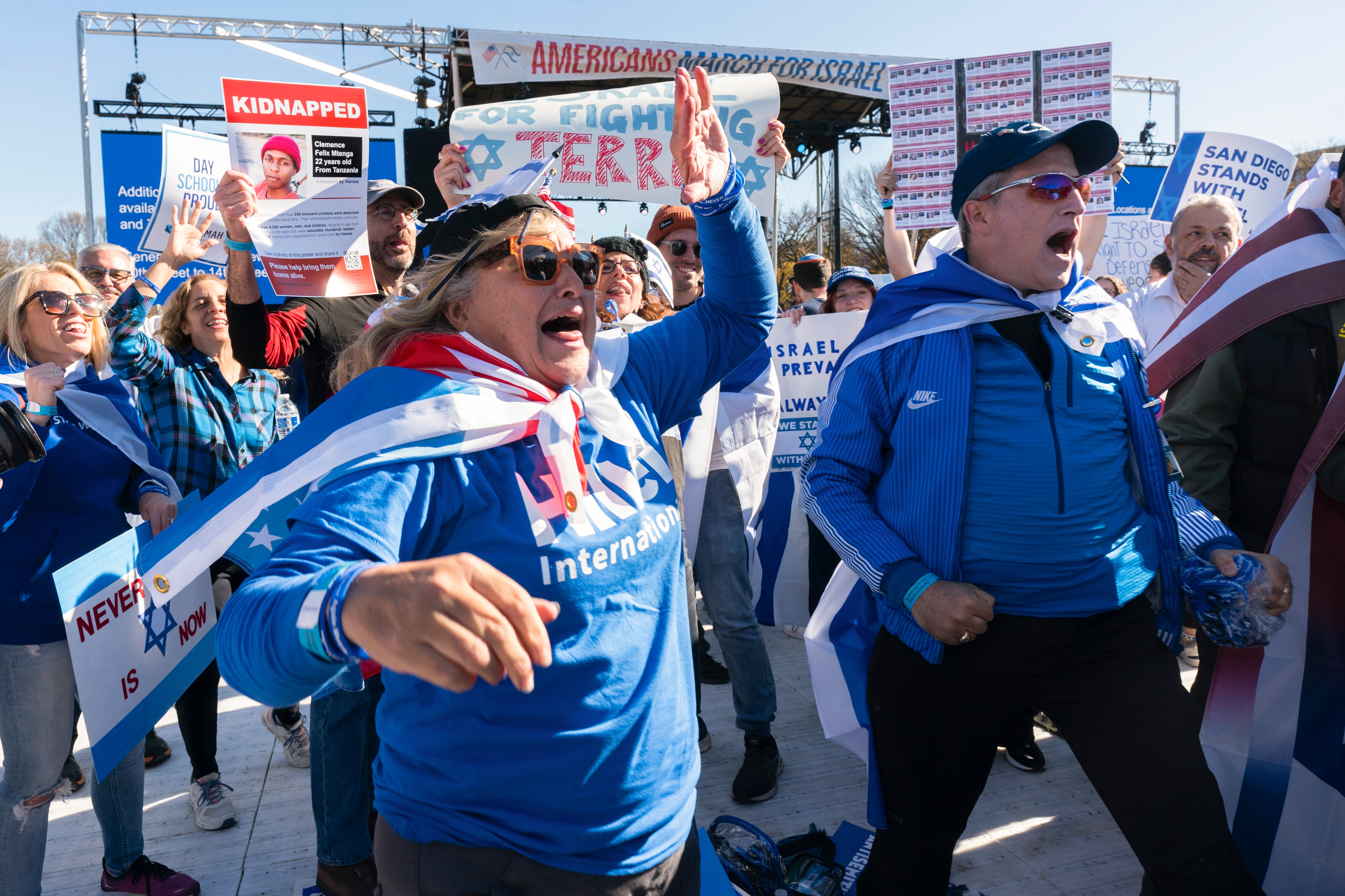 Participants rally on the National Mall at the March for Israel on Tuesday