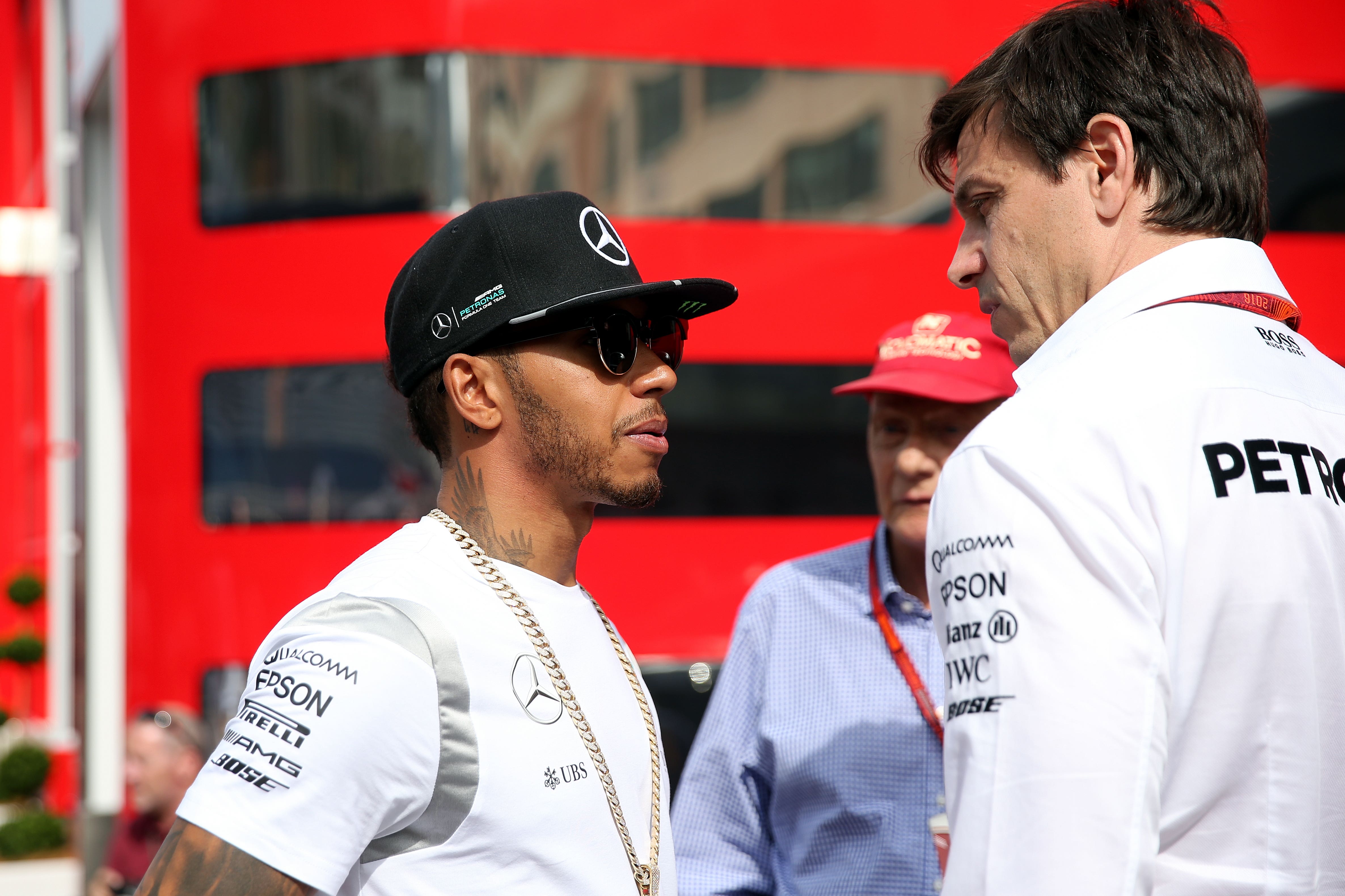 Lewis Hamilton (left) admitted that telling boss Toto Wolff (right) that he would be leaving Mercedes was ‘terrifying’