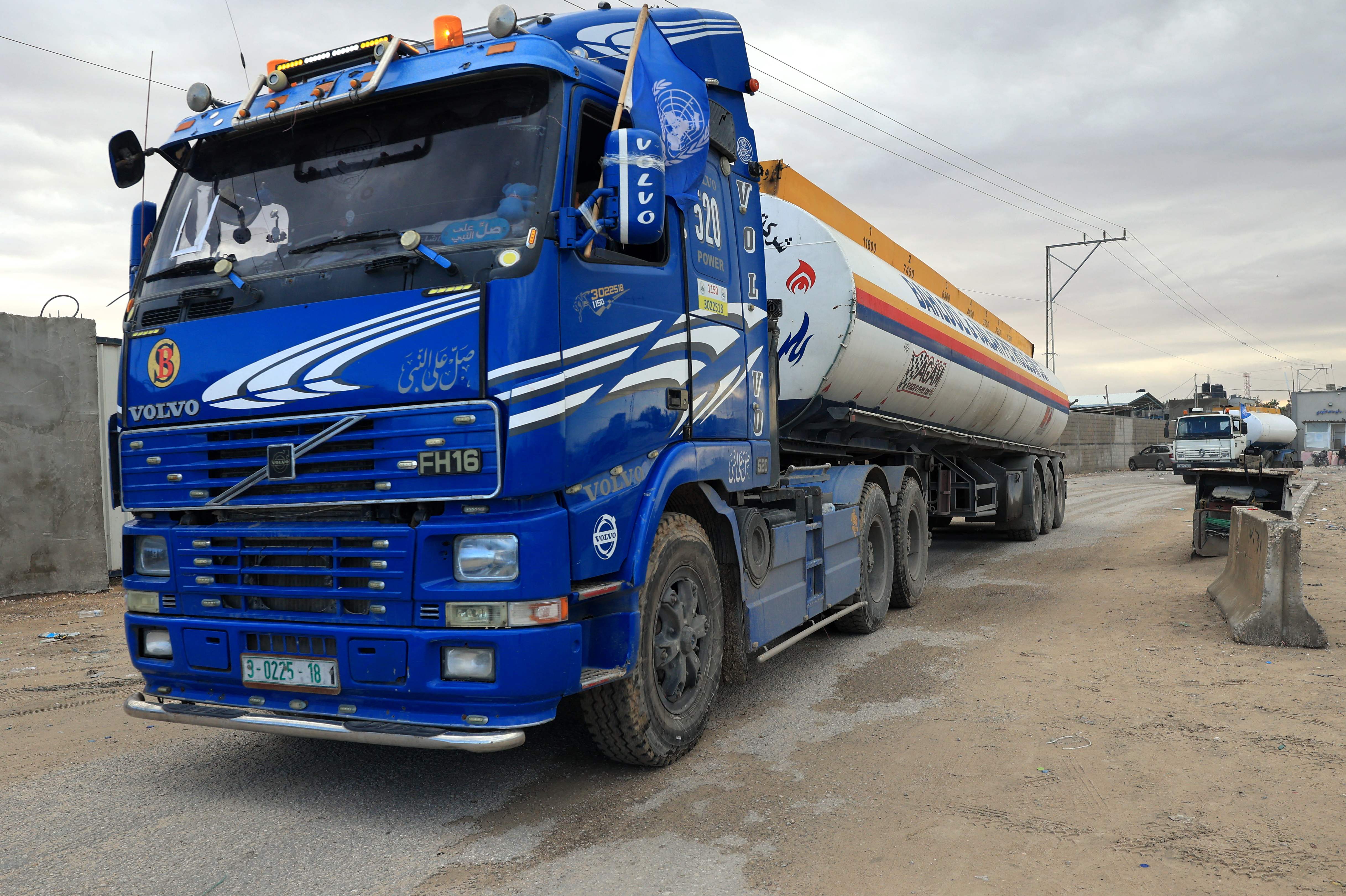 A truck carrying fuel crosses into Rafah in the southern Gaza Strip