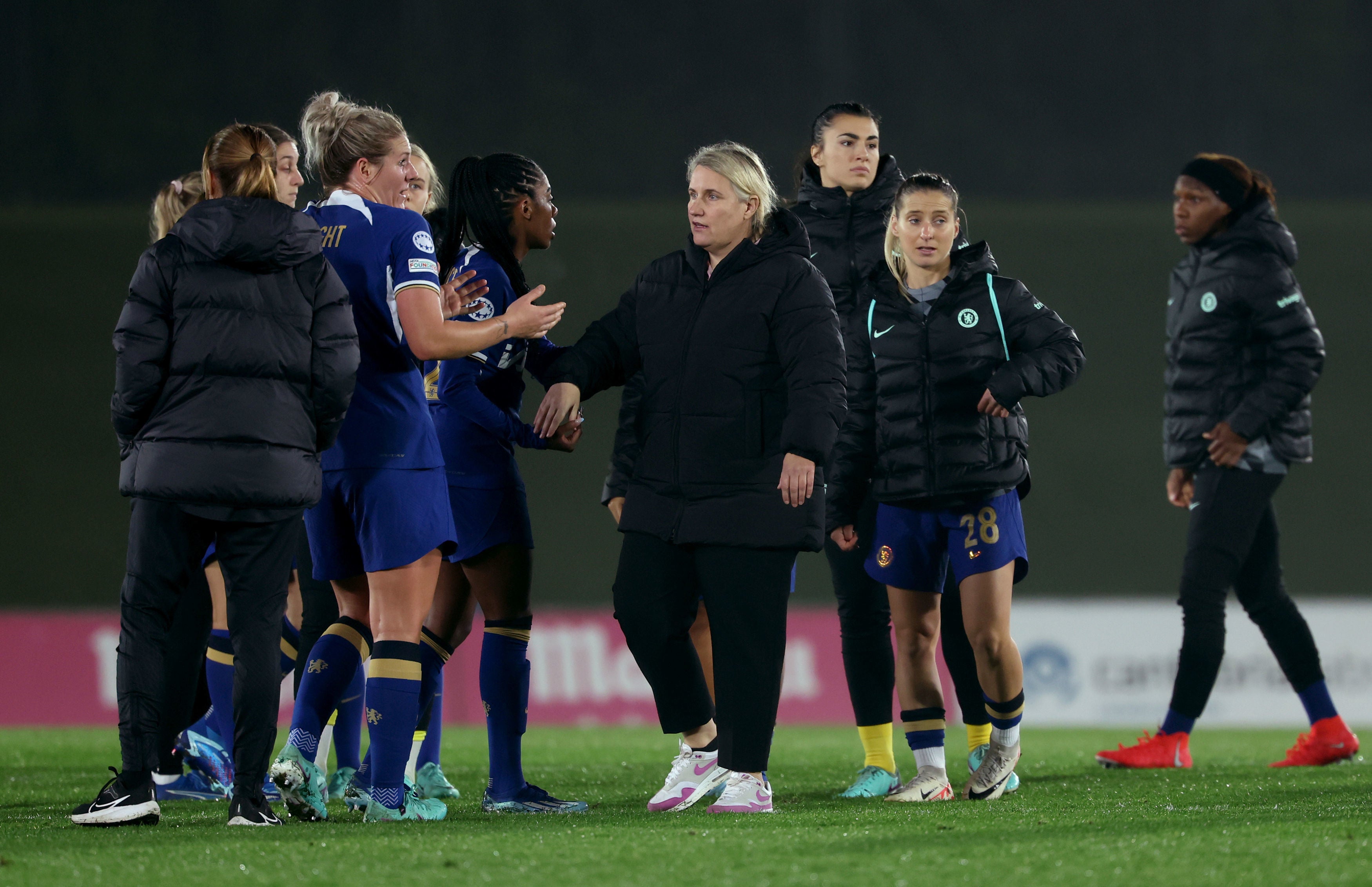 Chelsea boss Emma Hayes was not happy at full-time after refereeing decisions went against her team