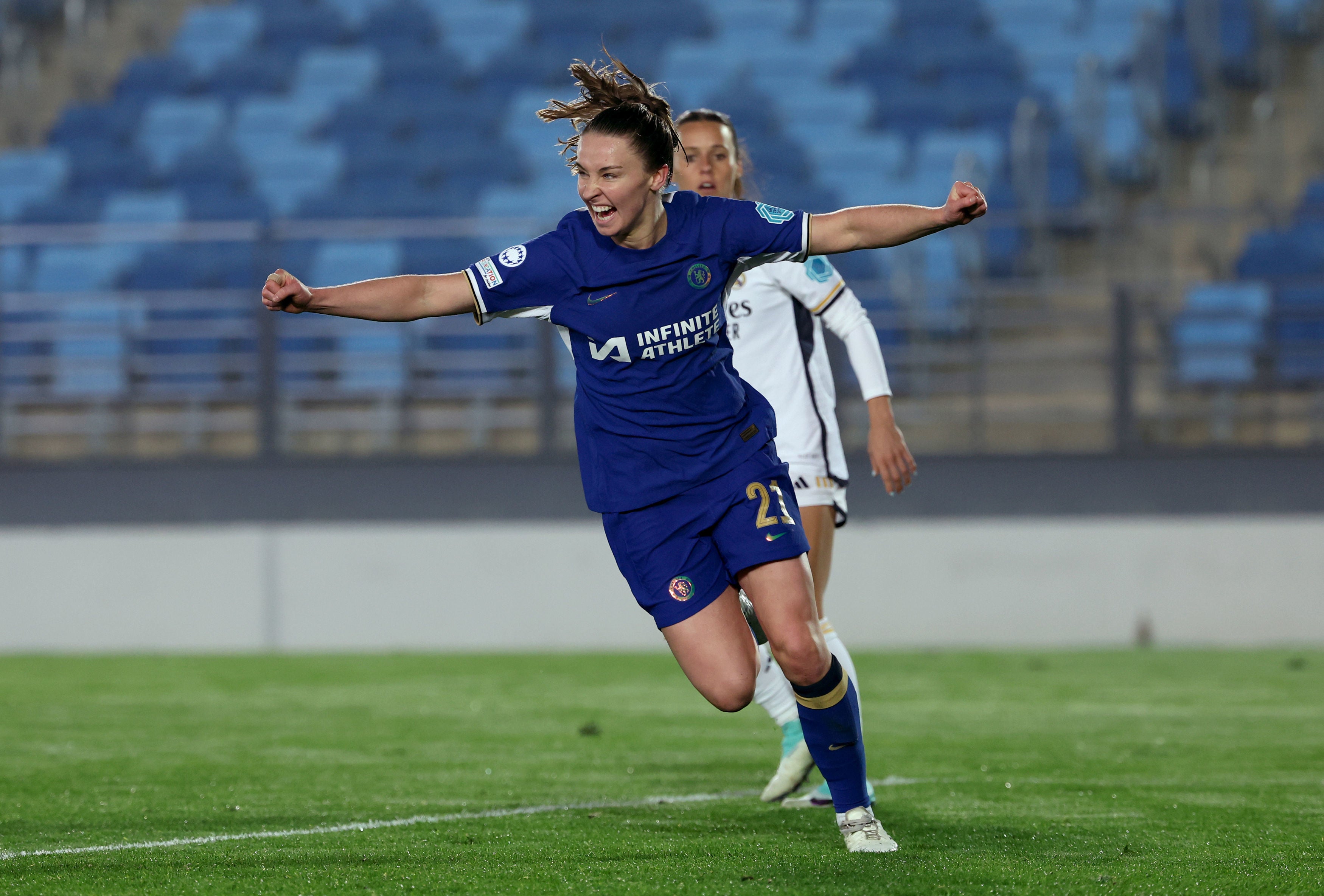 Niamh Charles nodded home an equaliser after Chelsea fell behind against Real Madrid