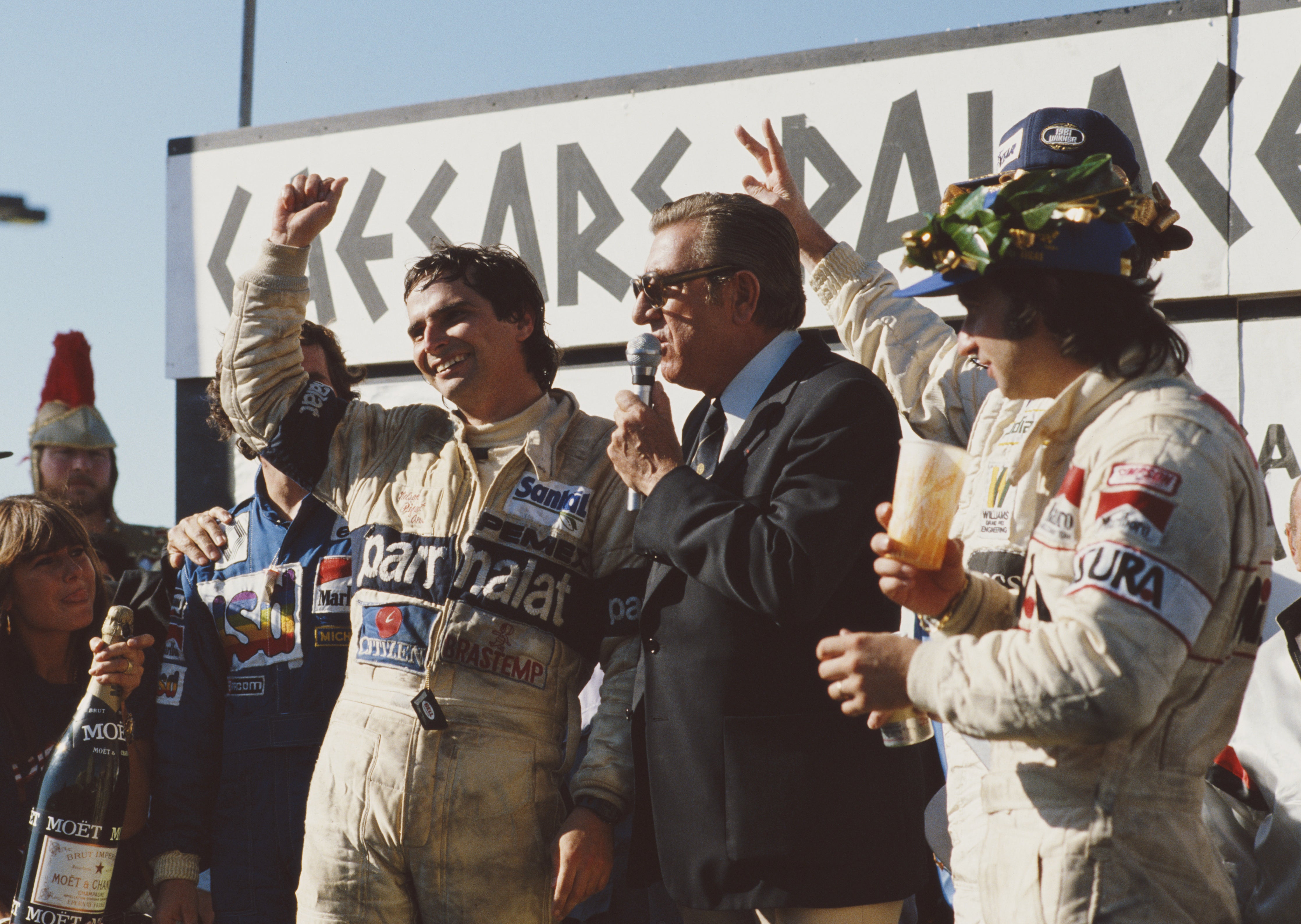 Nelson Piquet (left) threw up in his helmet during the 1981 race in Vegas