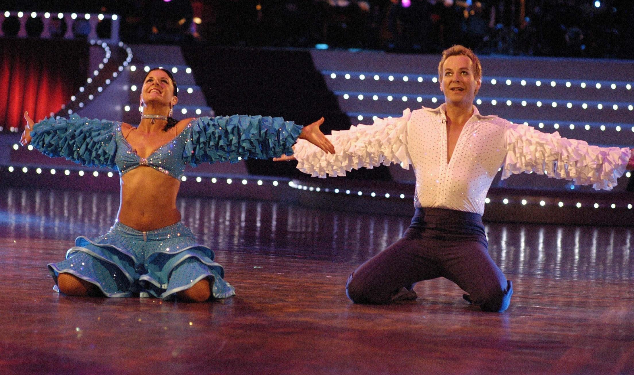 Boag and comedian July Clary compete in the final of ‘Strictly Come Dancing’ at the Tower Ballroom in 2004